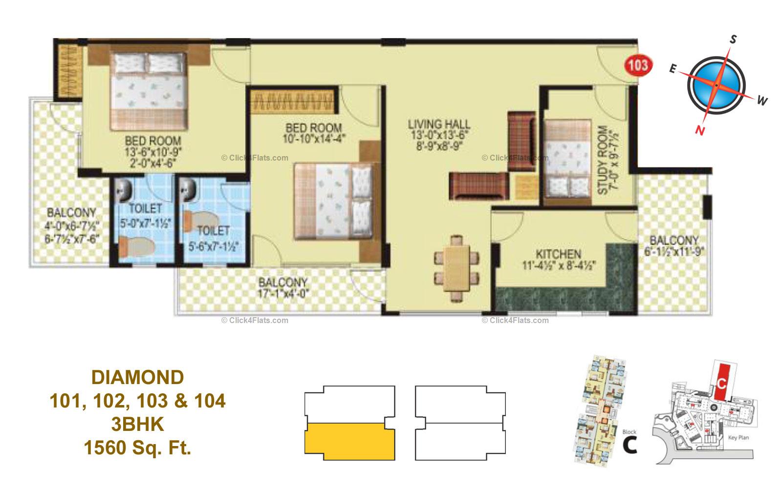 SDC Green Park 3 BHK 