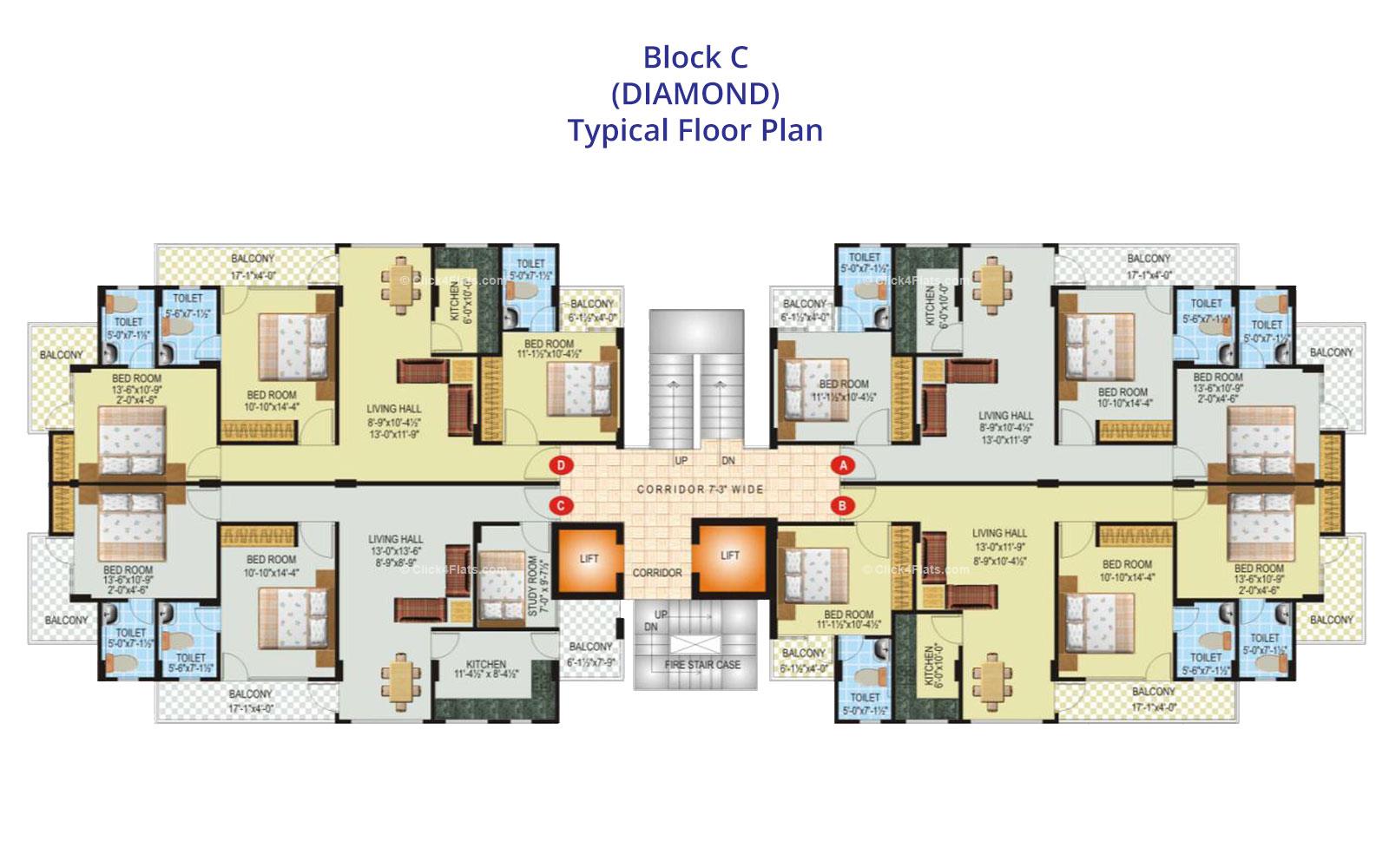 SDC Green Park Typical Floor Plan (Block C)