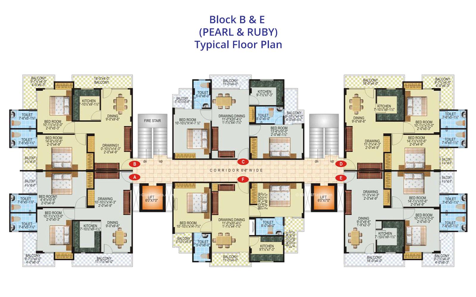 SDC Green Park Typical Floor Plan (Block B & E)