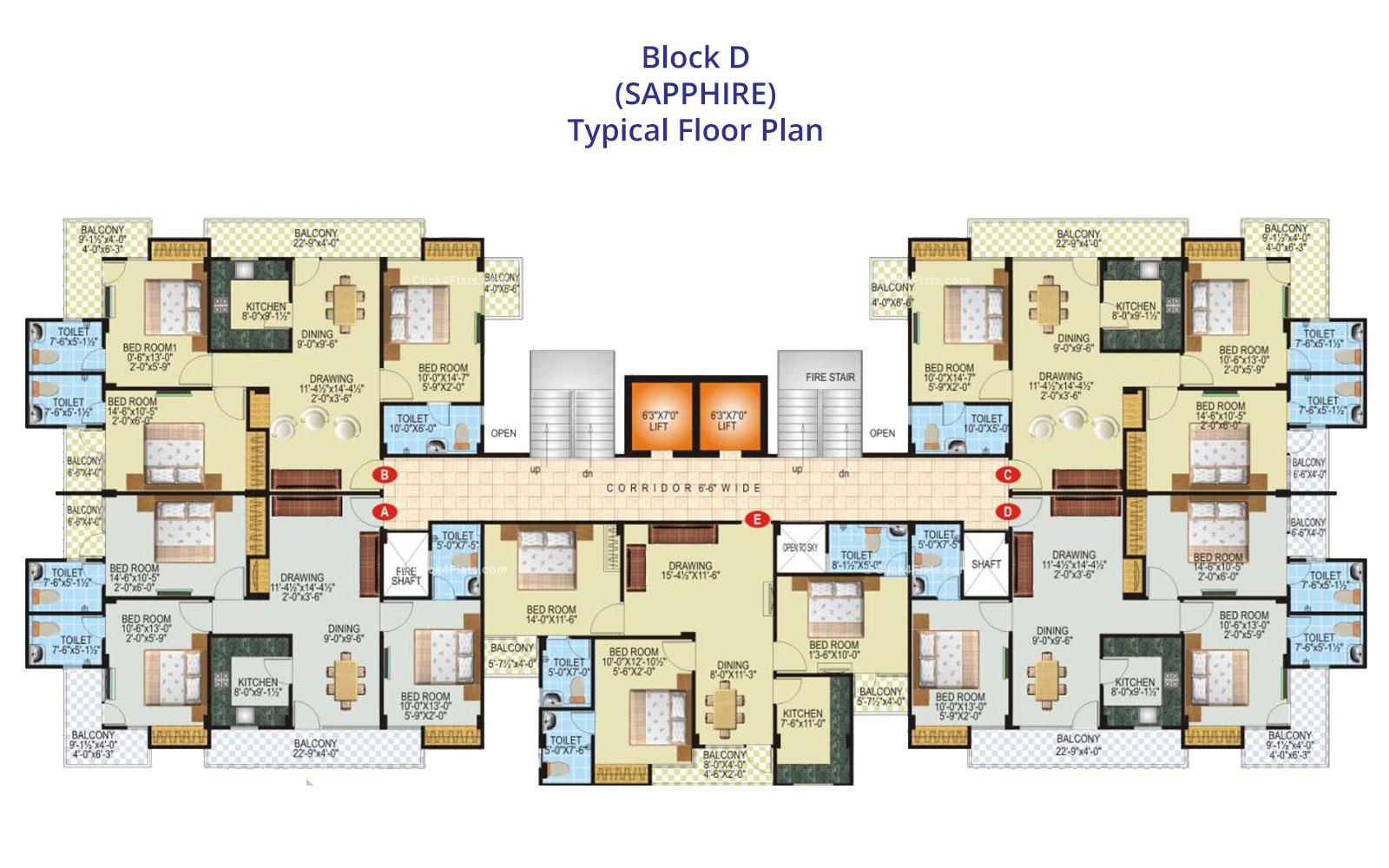 SDC Green Park Typical Floor Plan (Block D)