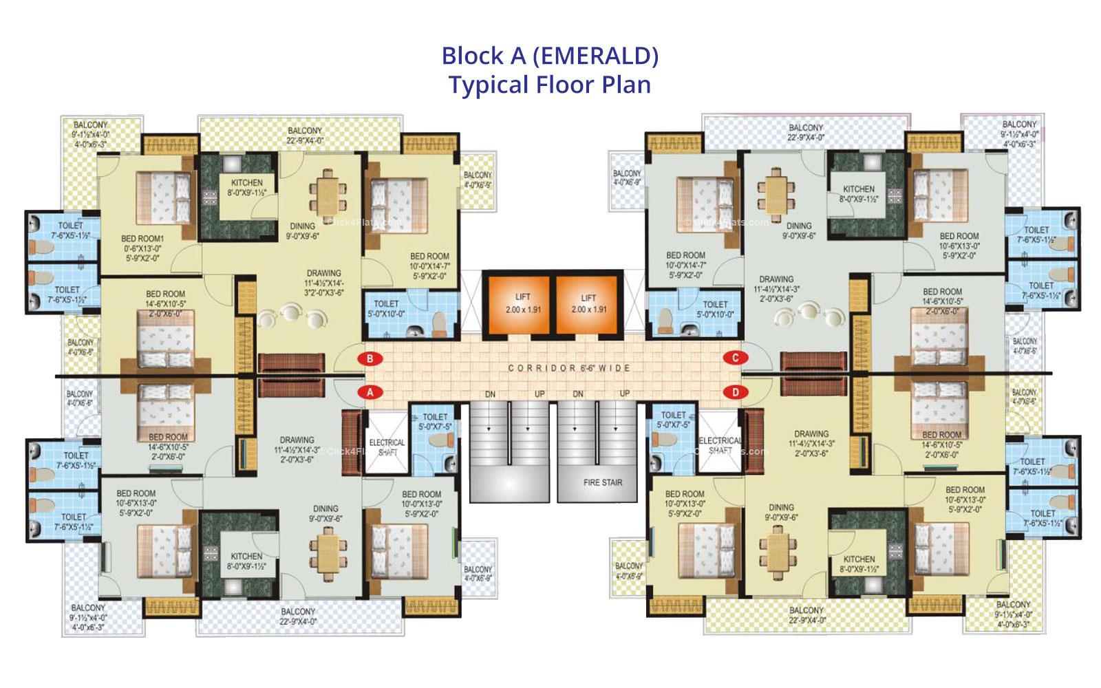 SDC Green Park Typical Floor Plan (Block A)