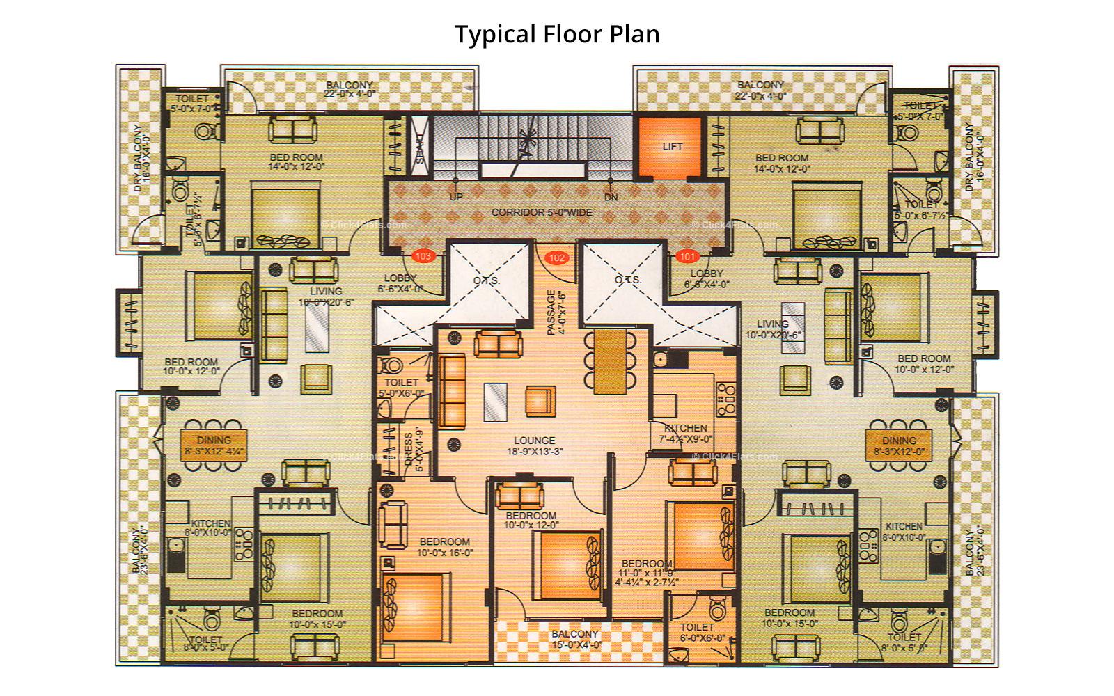 Coral Cedar Typical Floor Plan