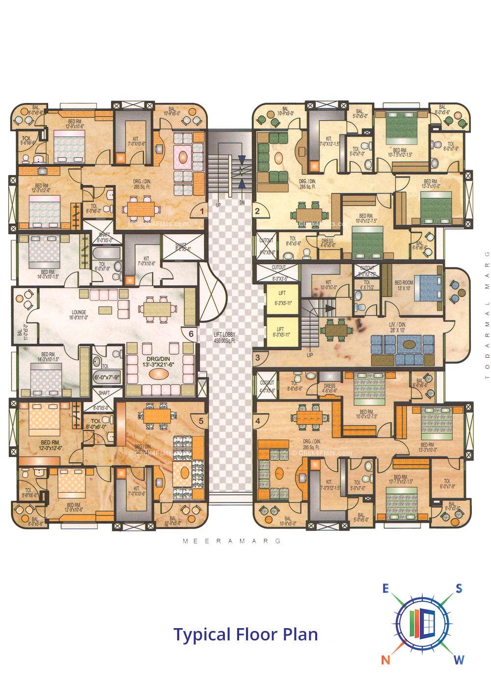 Raj Vilas 1 Typical Floor Plan