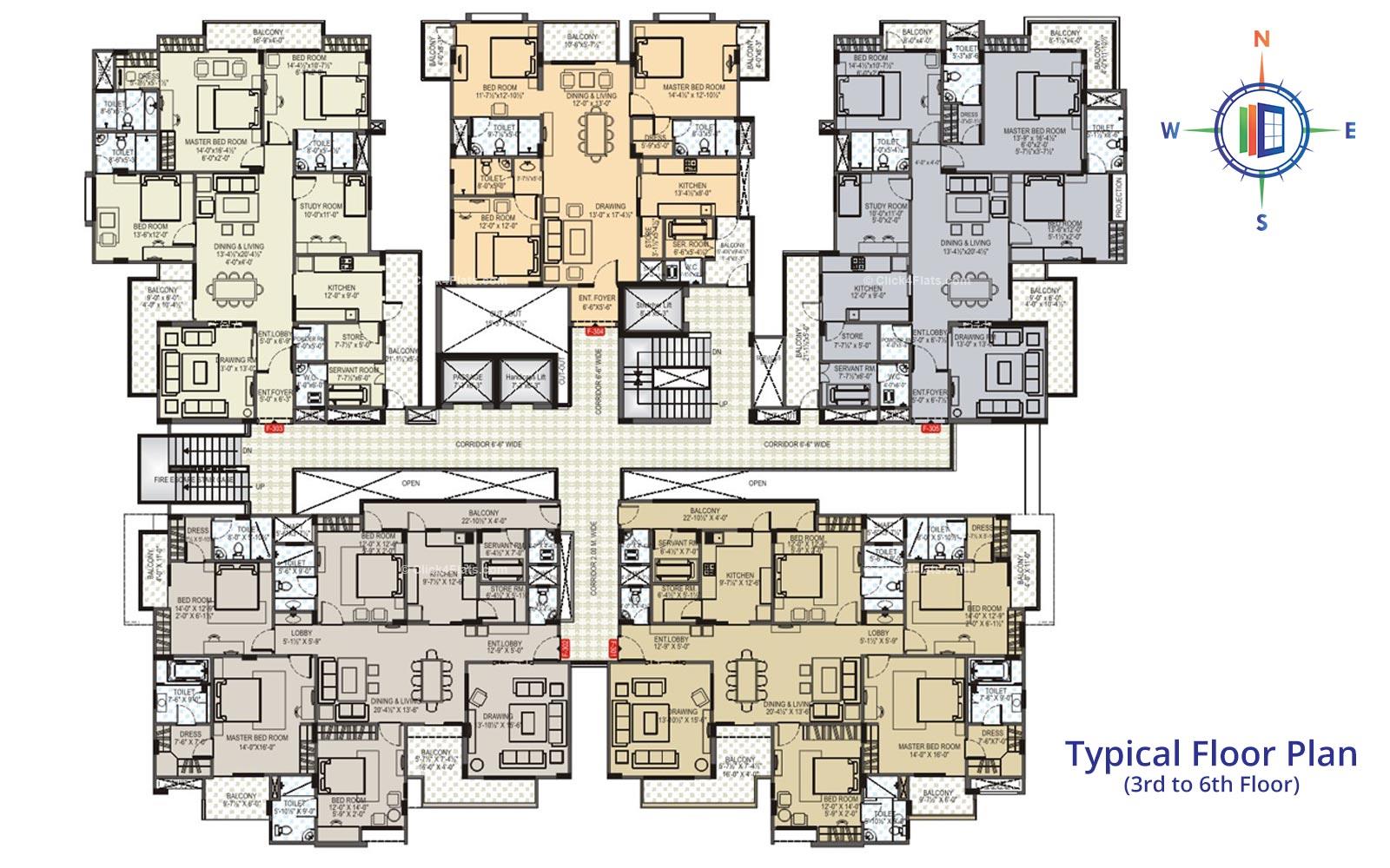 Akshat Trishala Typical Floor Plan (3rd to 6th)