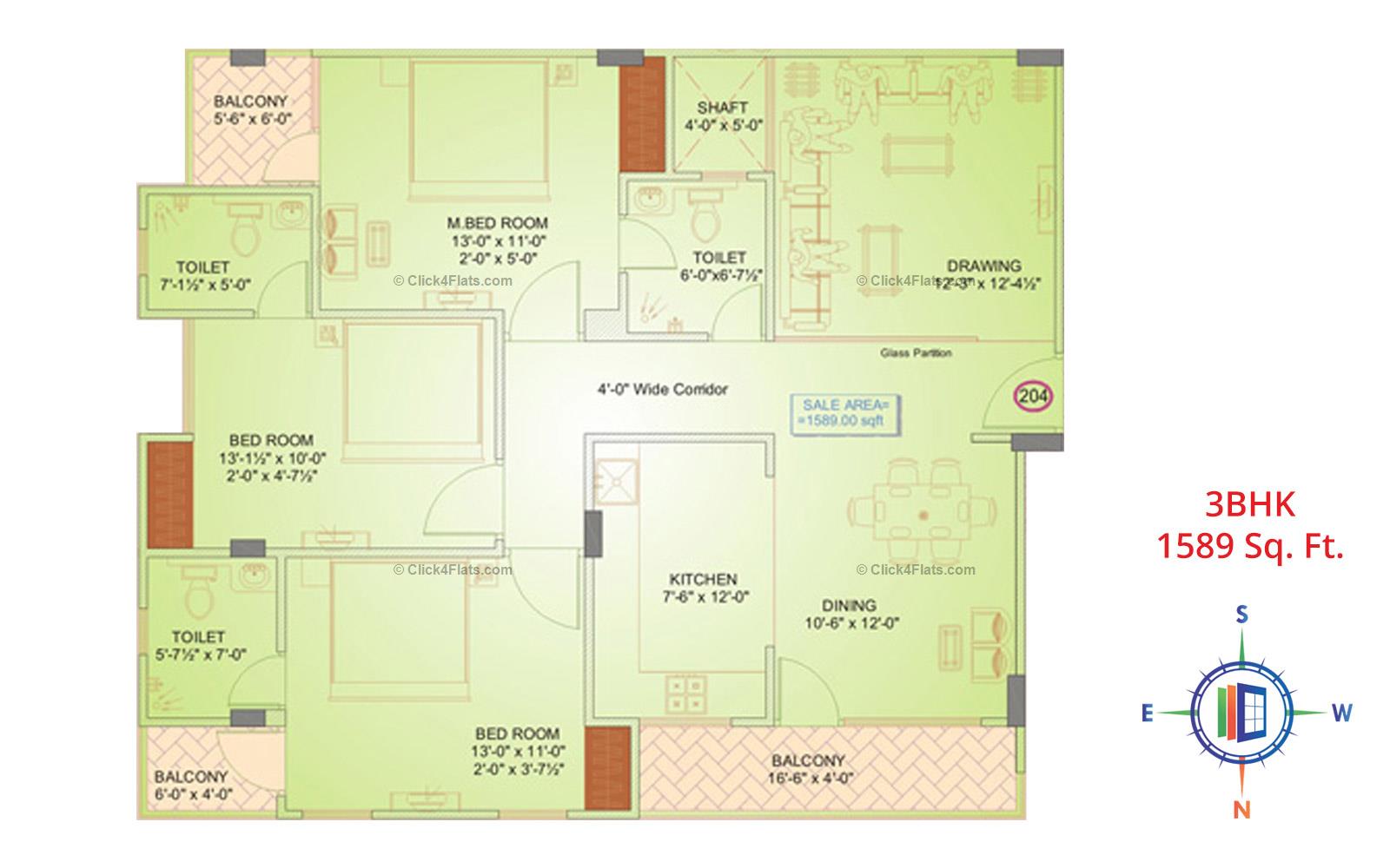 Orient Residency 3 BHK 