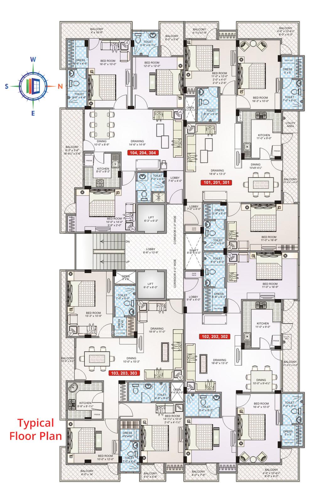 Pearl Imperia Typical Floor Plan