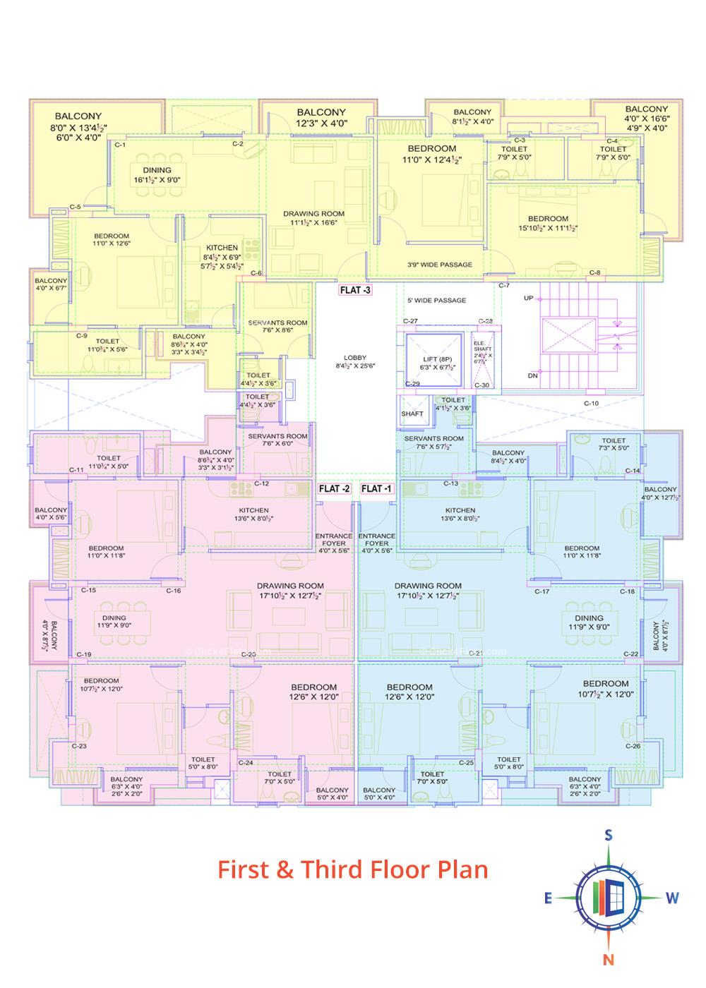 Unique Alaknanda 1st & 3rd Floor Plan