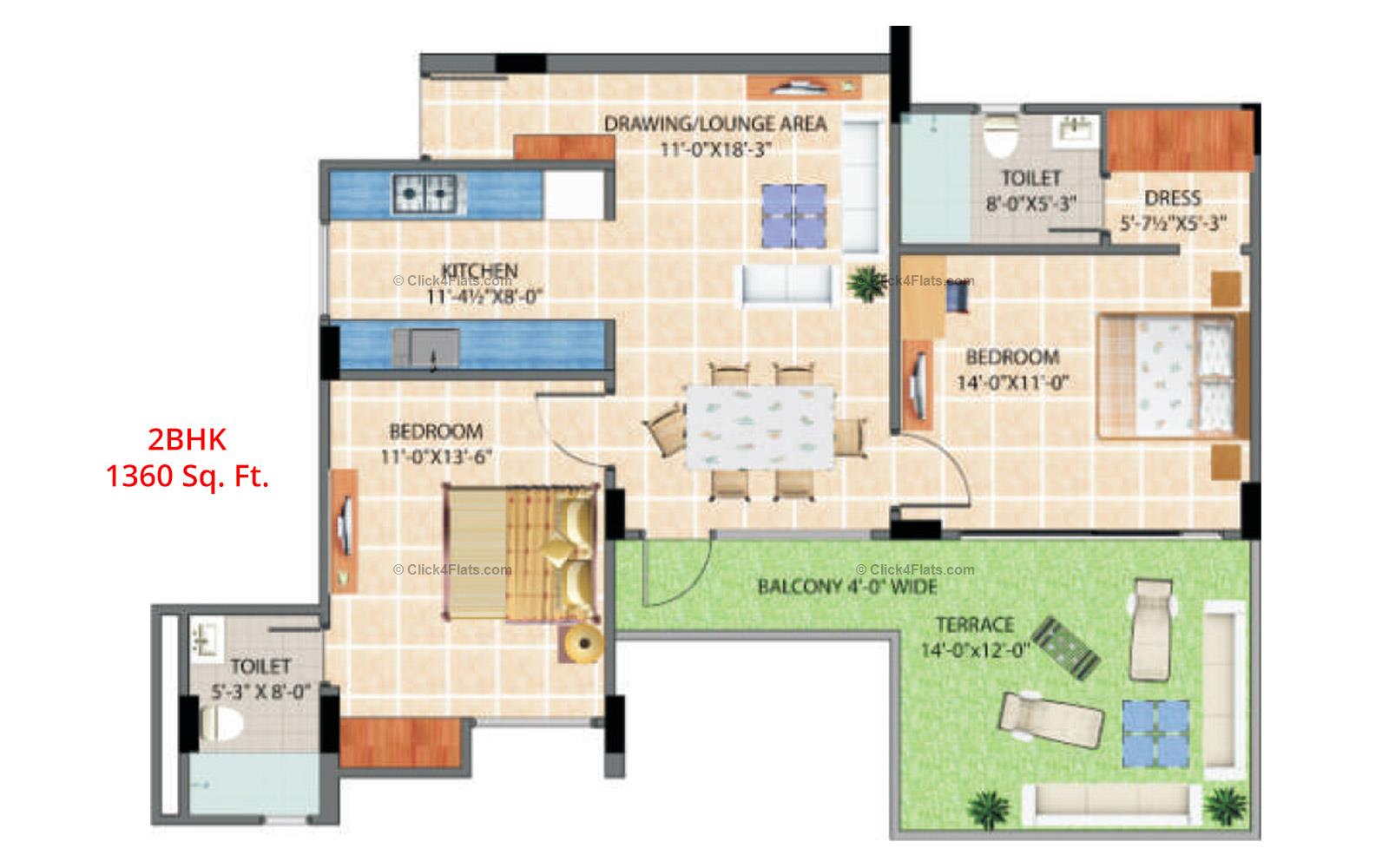 harbinger Lounge 2 BHK 