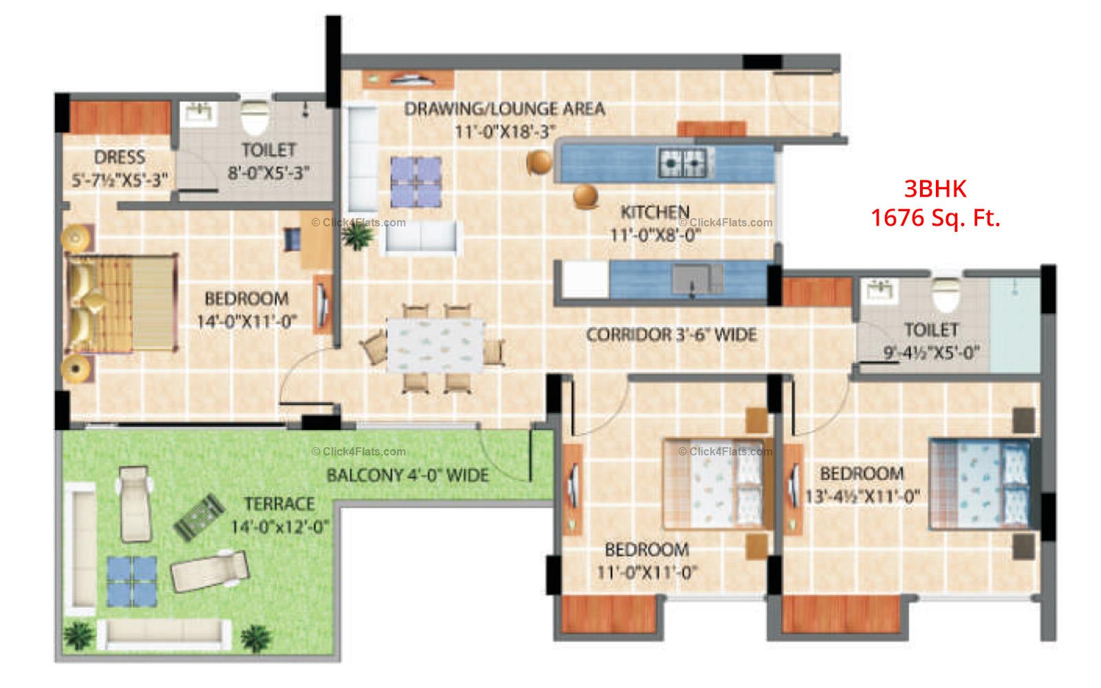 harbinger Lounge 3 BHK 