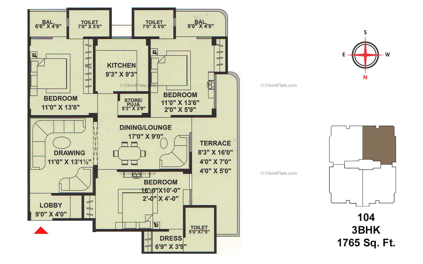 Pearl Arun 3 BHK 