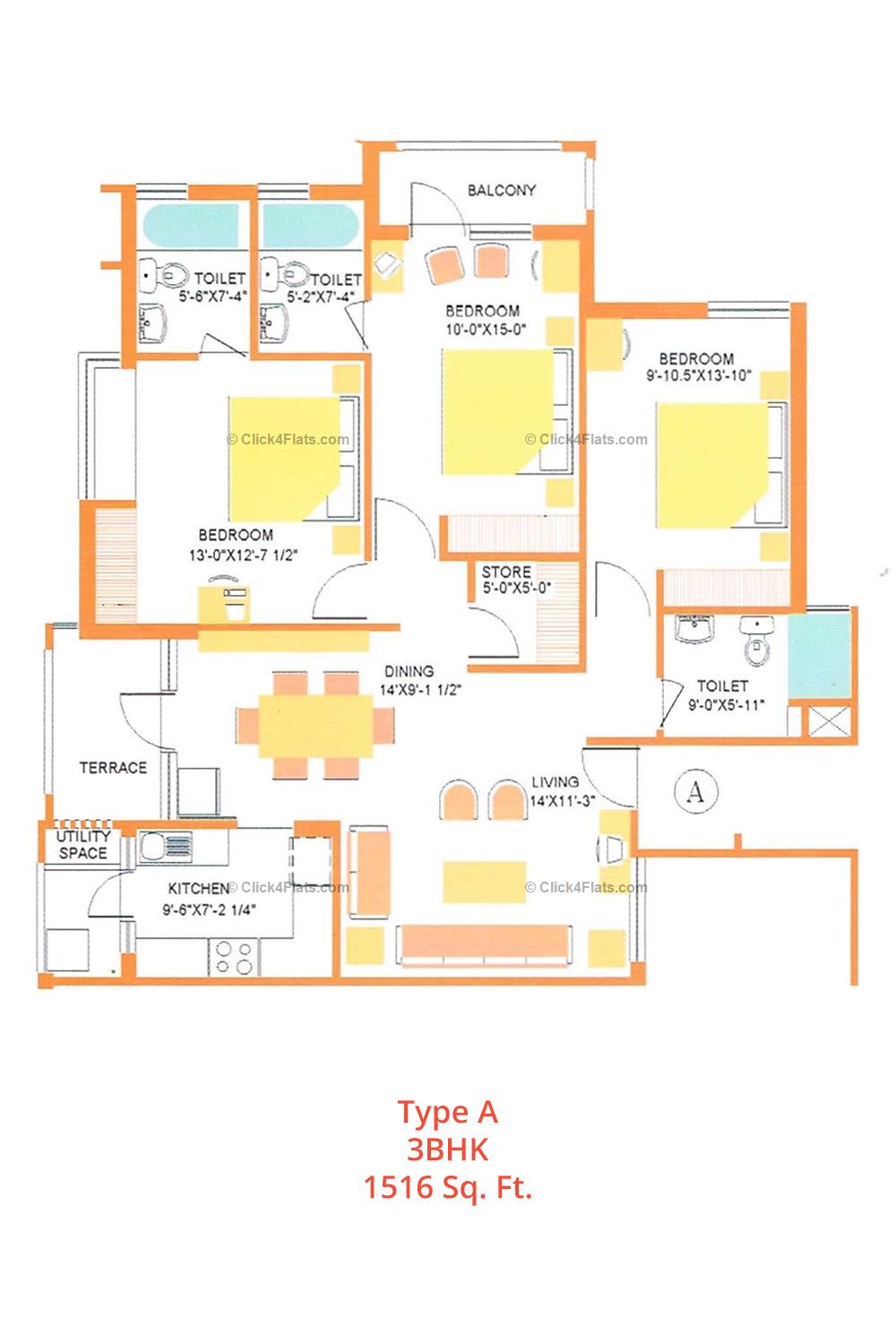 Dave Apartments 3 BHK 