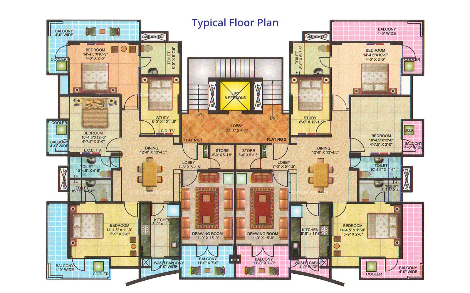 Manshri City Apartments Typical Floor Plan