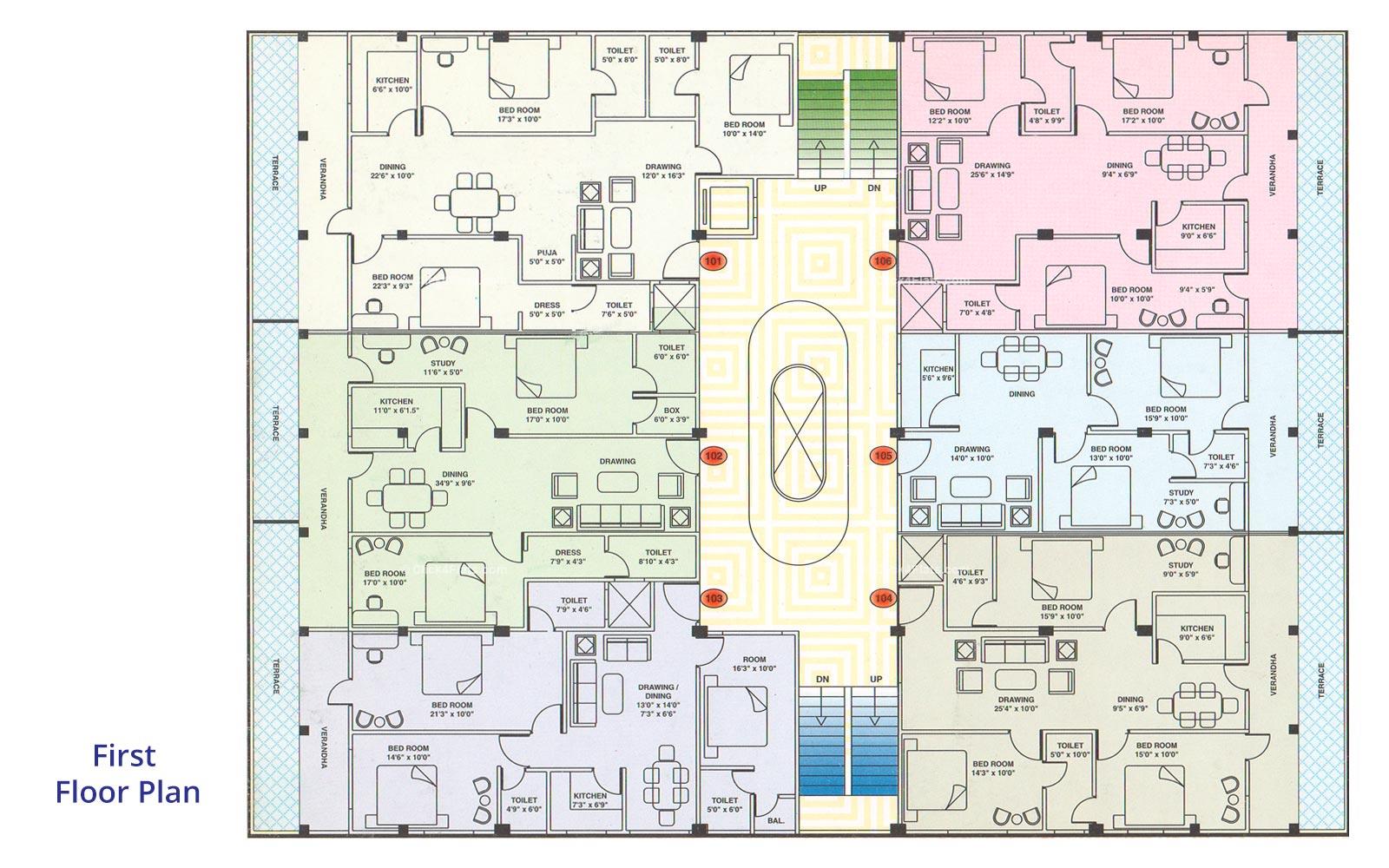 Krishna Towers First Floor Plan