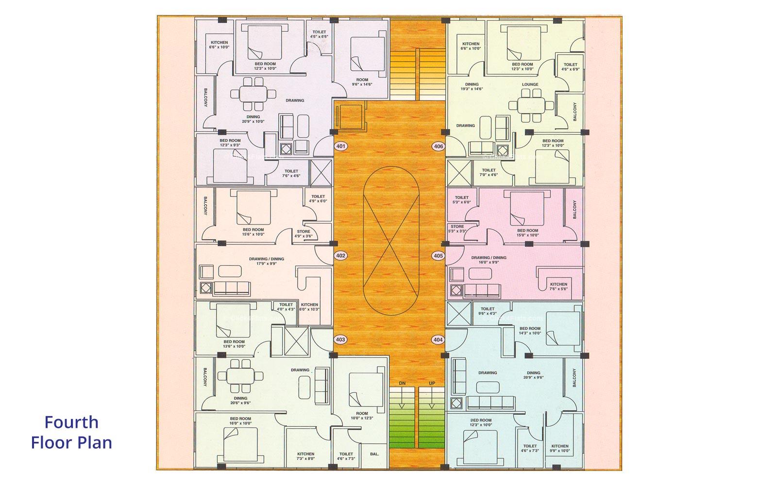 Krishna Towers Fourth Floor Plan