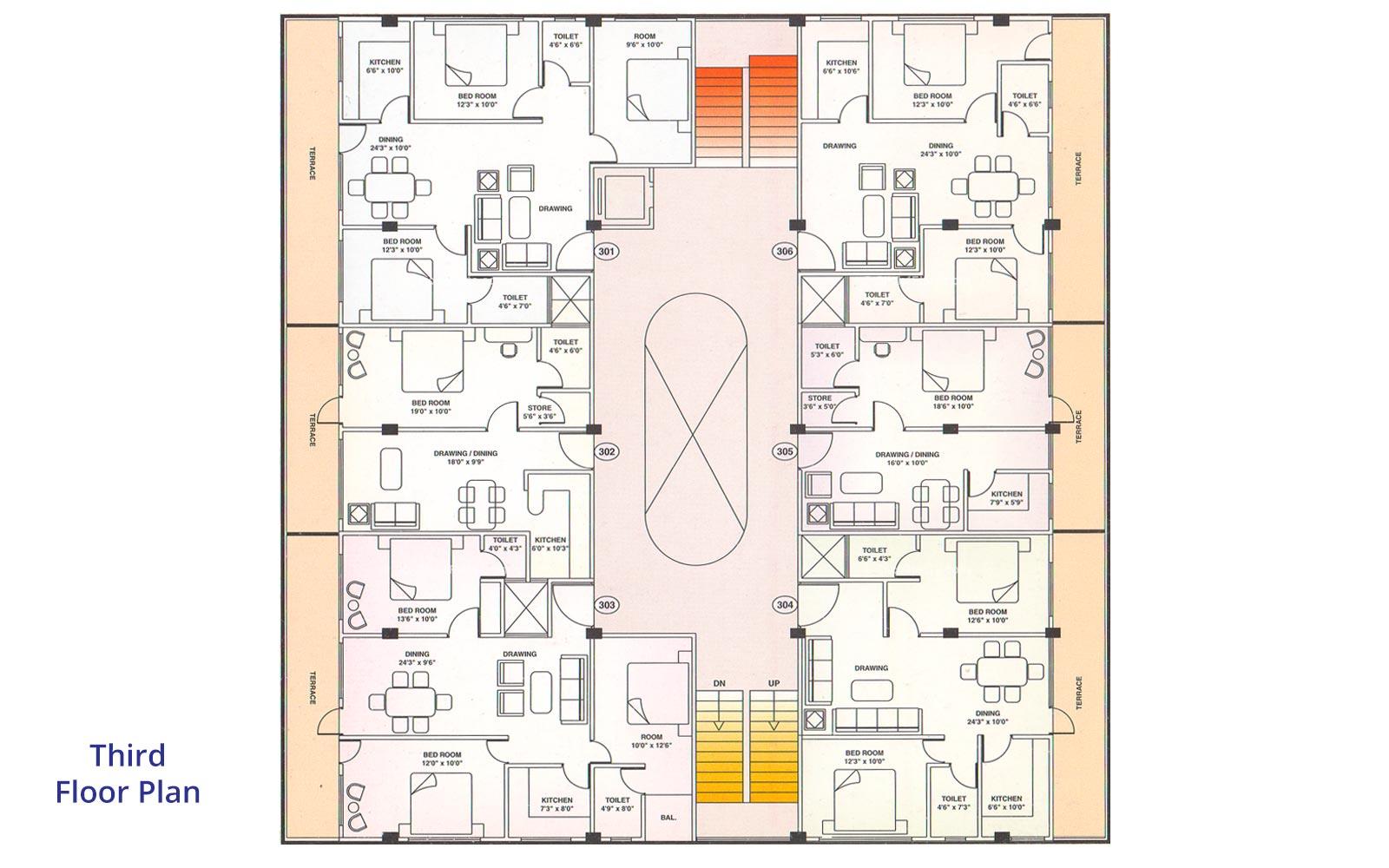 Krishna Towers Third Floor Plan