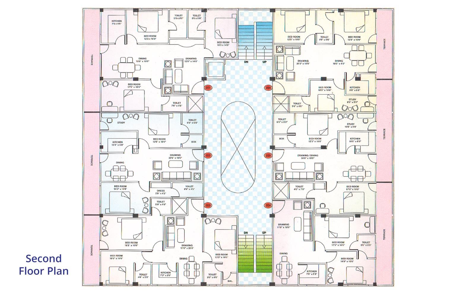 Krishna Towers Second Floor Plan