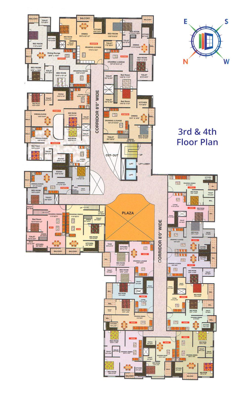 Cross Road Mall 3rd & 4th Floor Plan