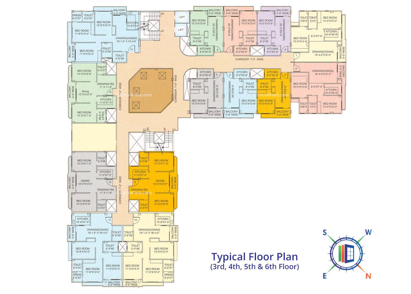 Balaji Tower 2 Typical Floor Plan