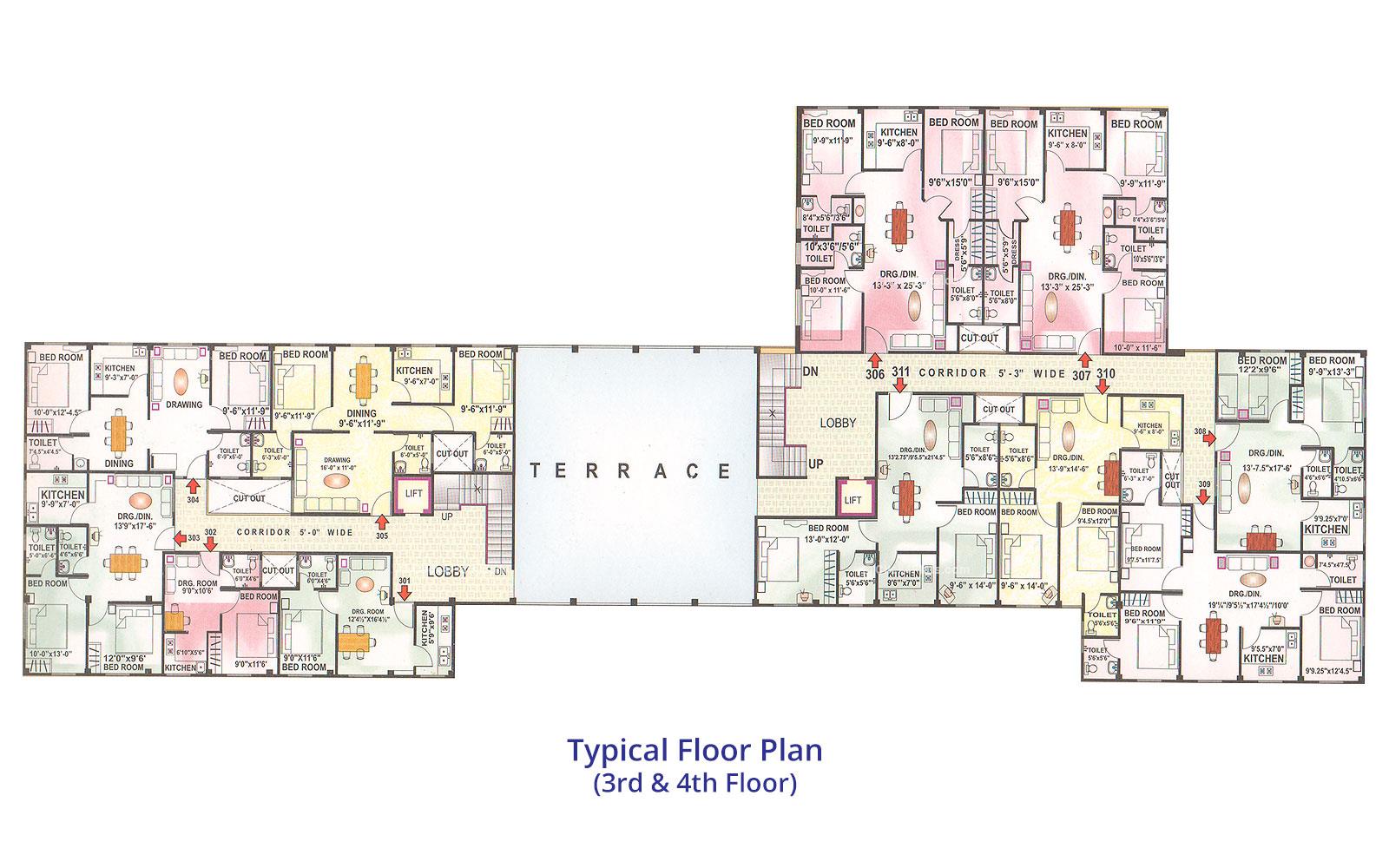 Dhanshree Tower 2nd Typical Floor Plan 