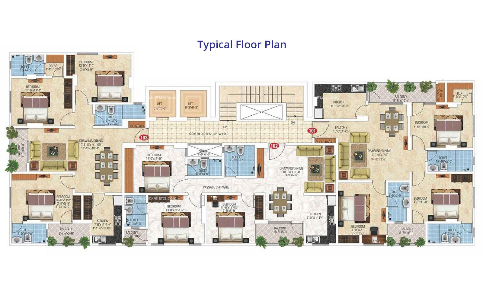 Royal Ornate Typical Floor Plan