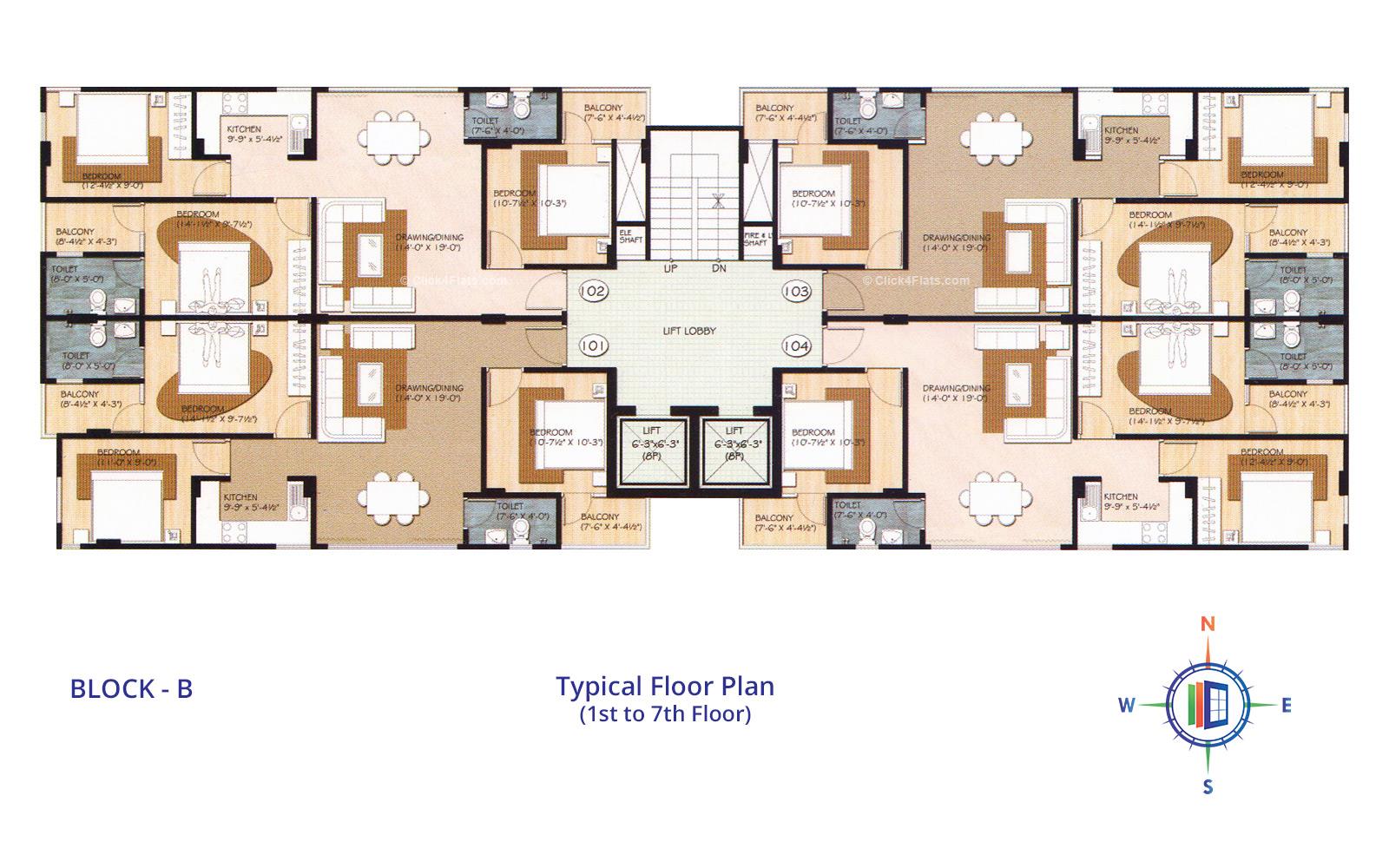 Star Heights Typical Floor Plan (Block B)