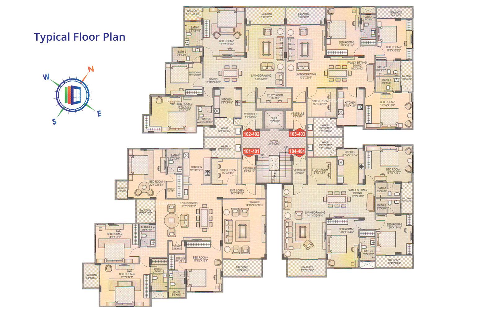 Akshat Traiyalokya Typical Floor Plan