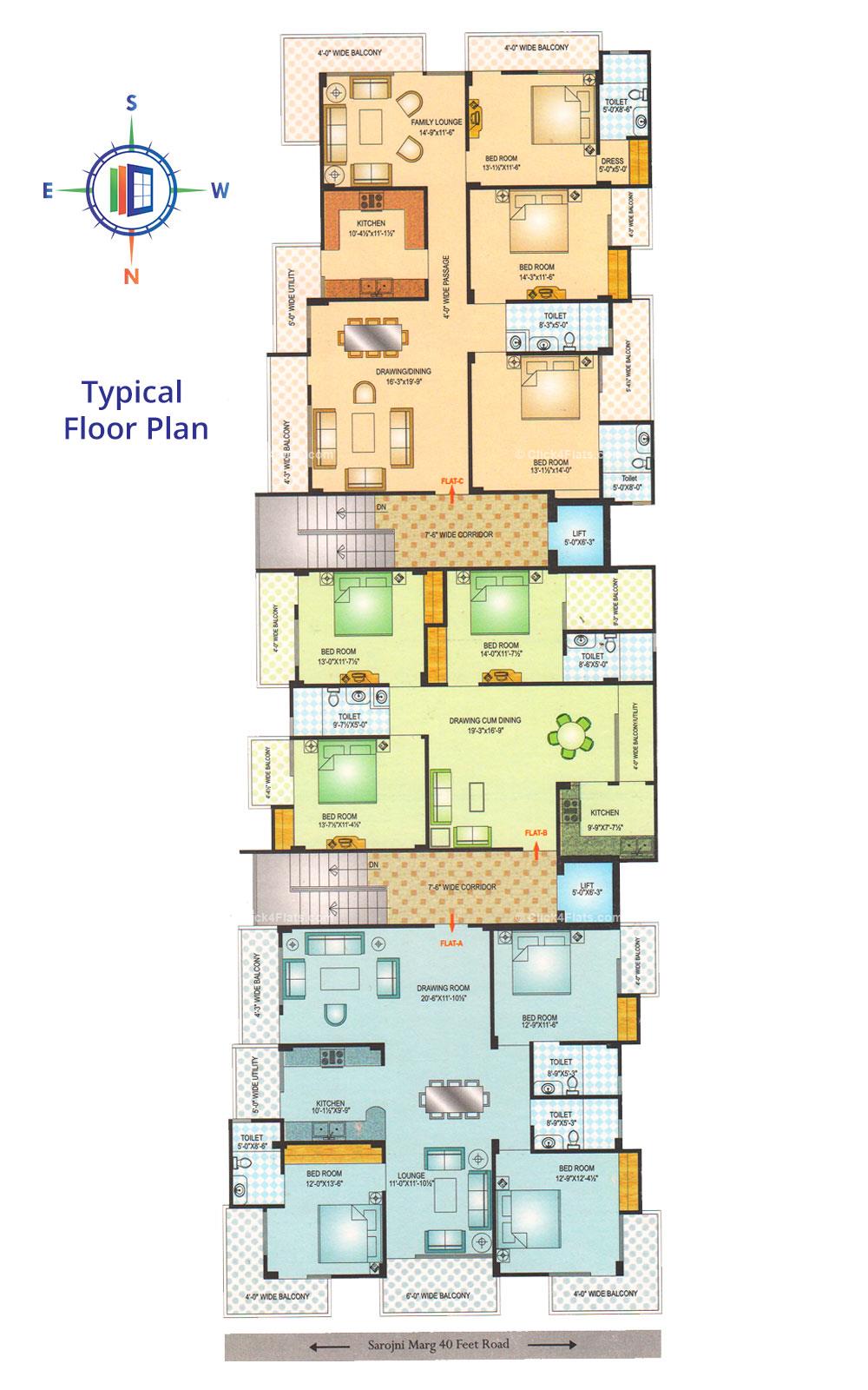 Nandan Apartments Typical Floor Plan