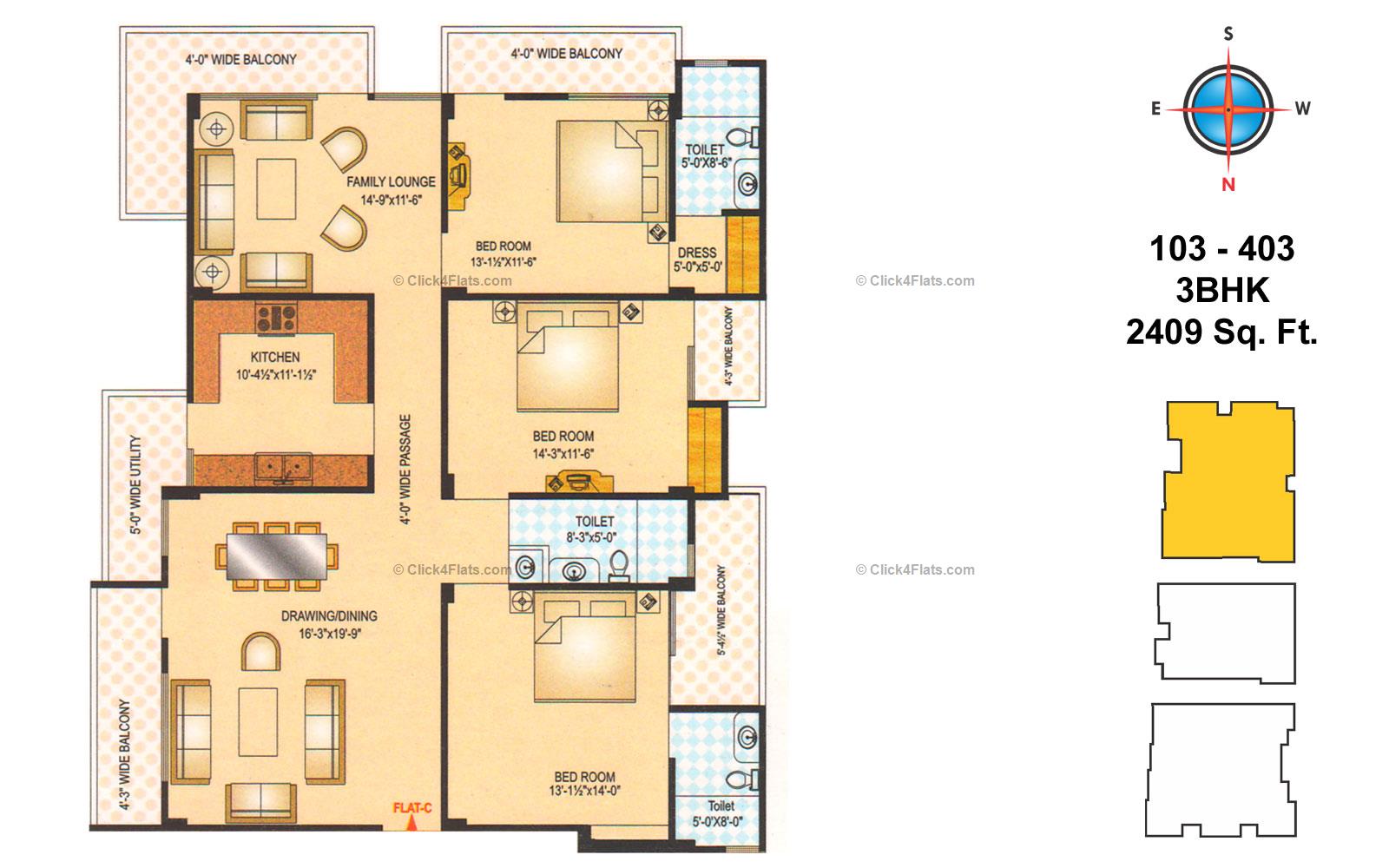 Nandan Apartments 3 BHK 