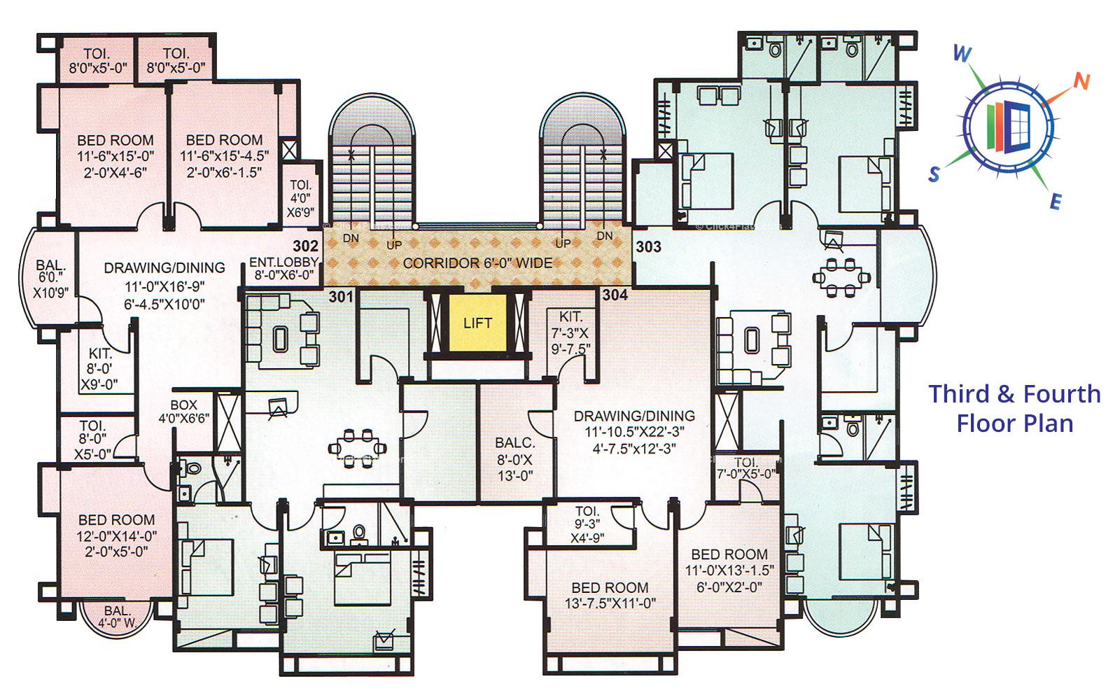 Whispering Palms Third & Fourth Floor Plan