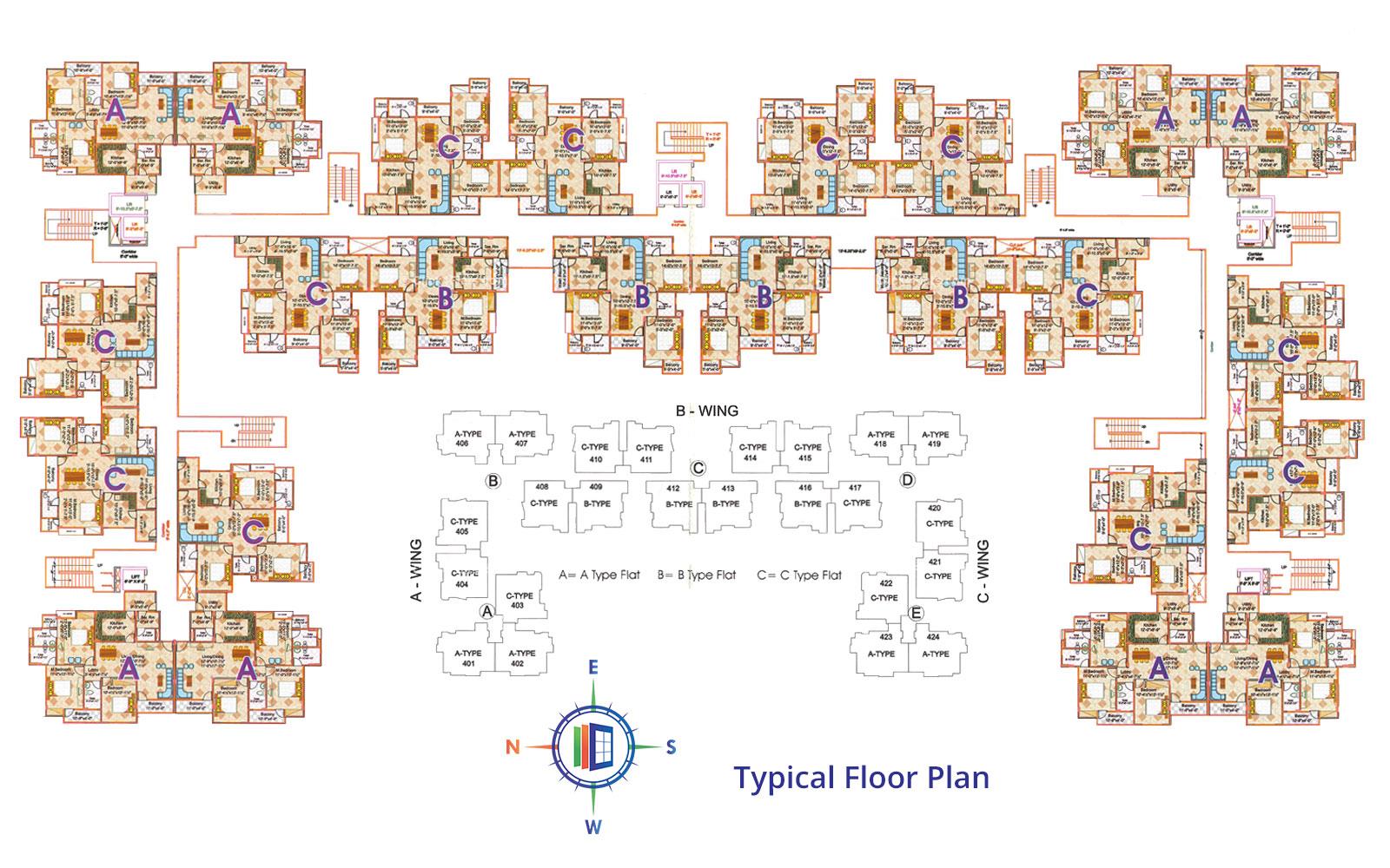 Unique Sanghi Apartments Typical Floor Plan