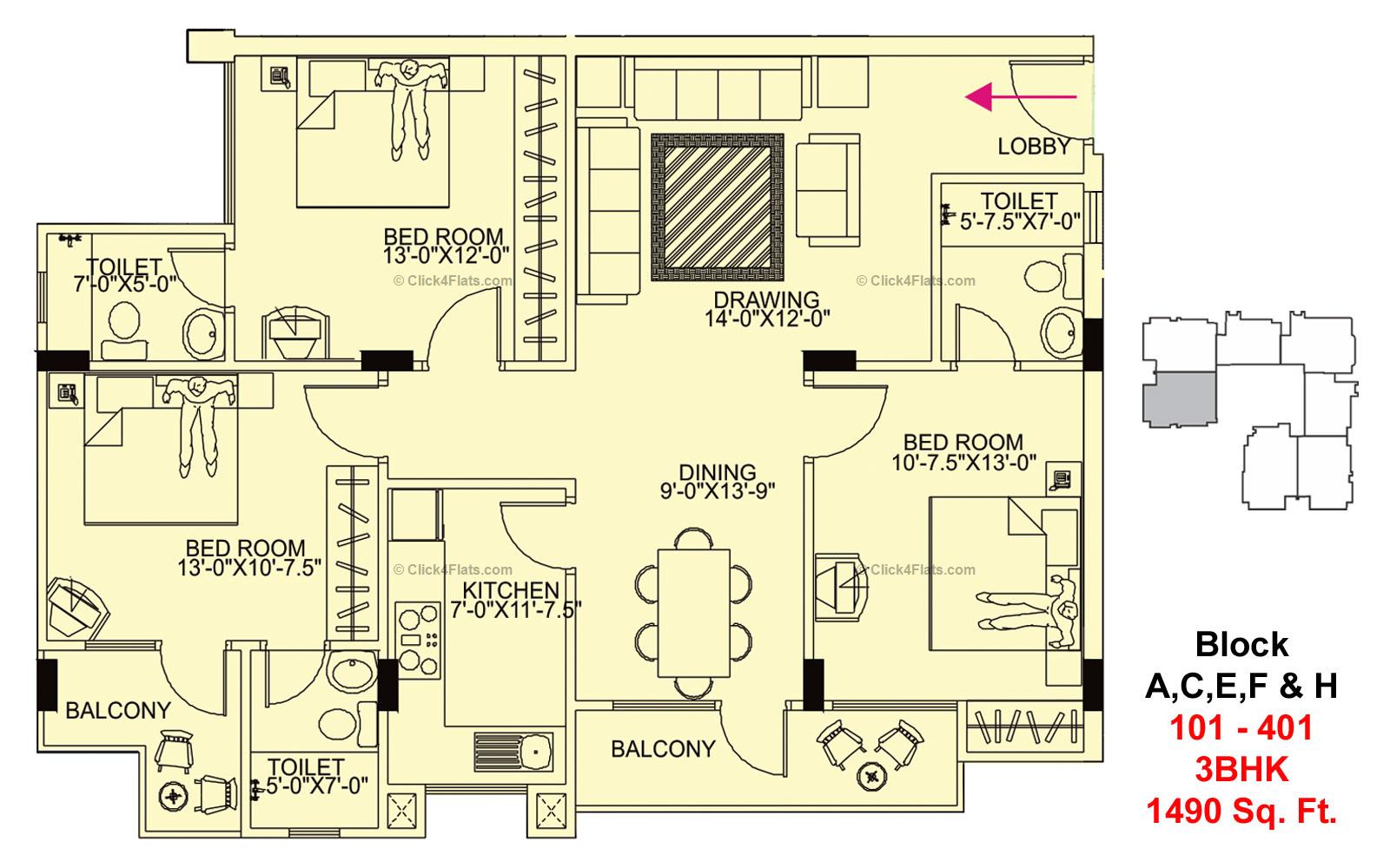 Hanging Gardens 3 BHK 