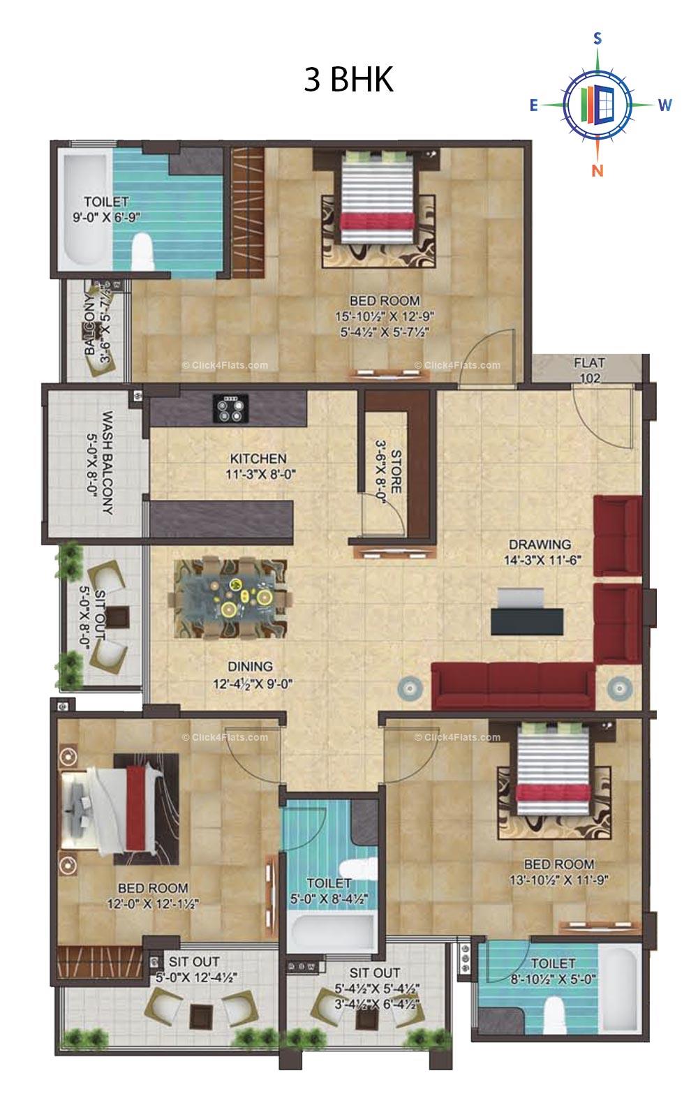 Padam Prime 3 BHK 