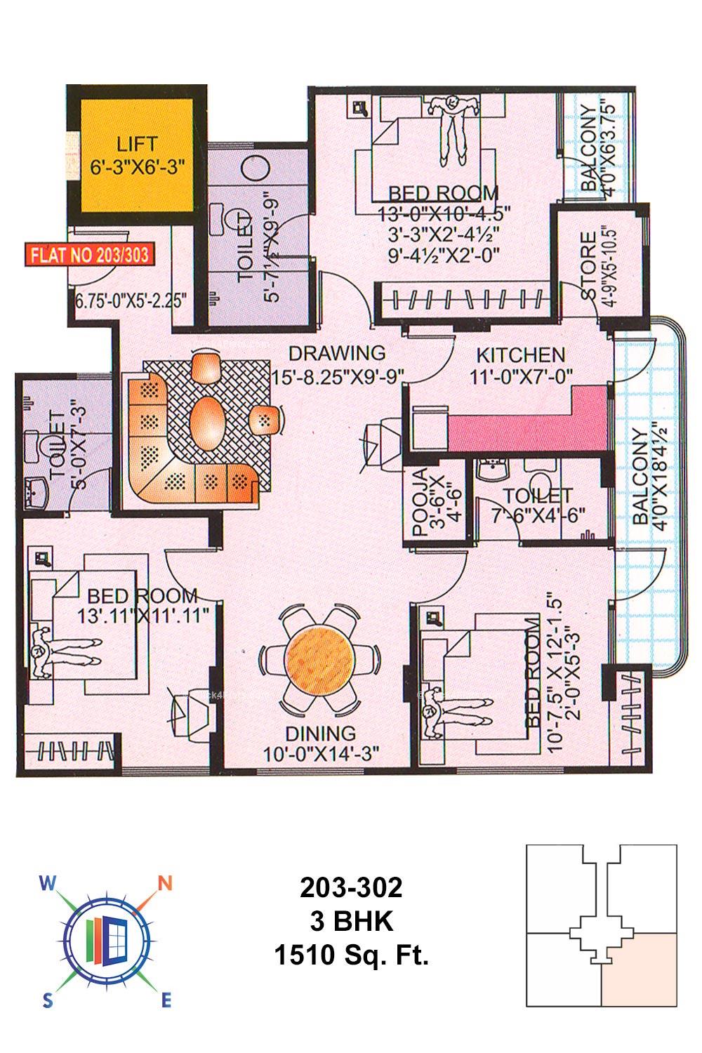 Paradise Gardens 3 BHK 