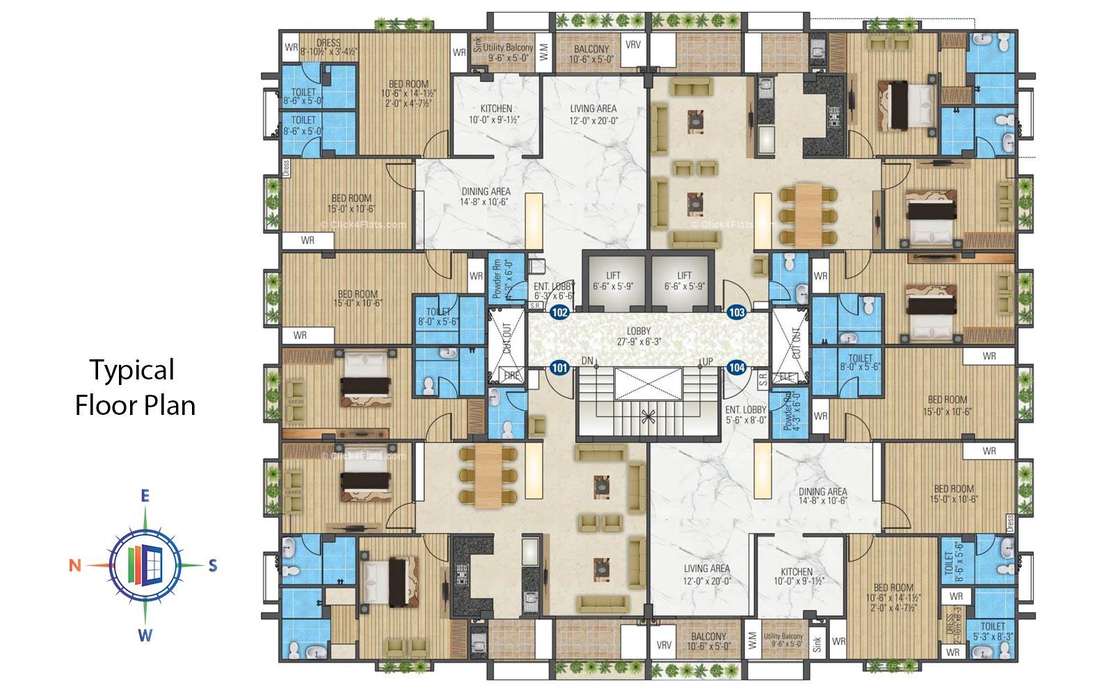 Pearl Fortune Typical Floor Plan