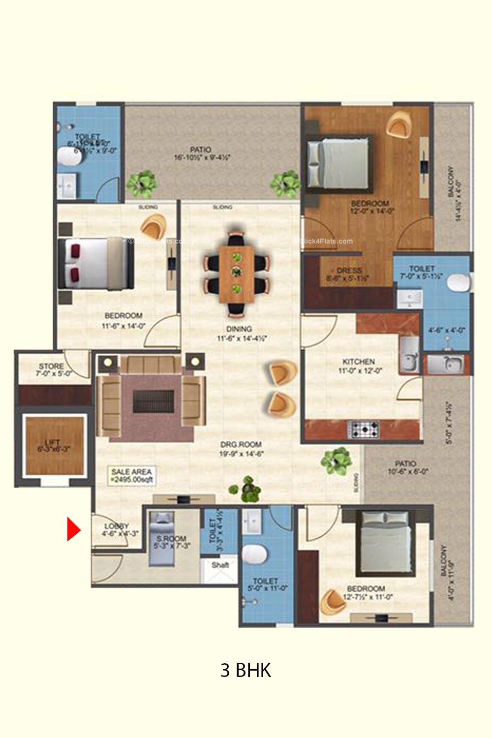 Royal Anmol 3 BHK 