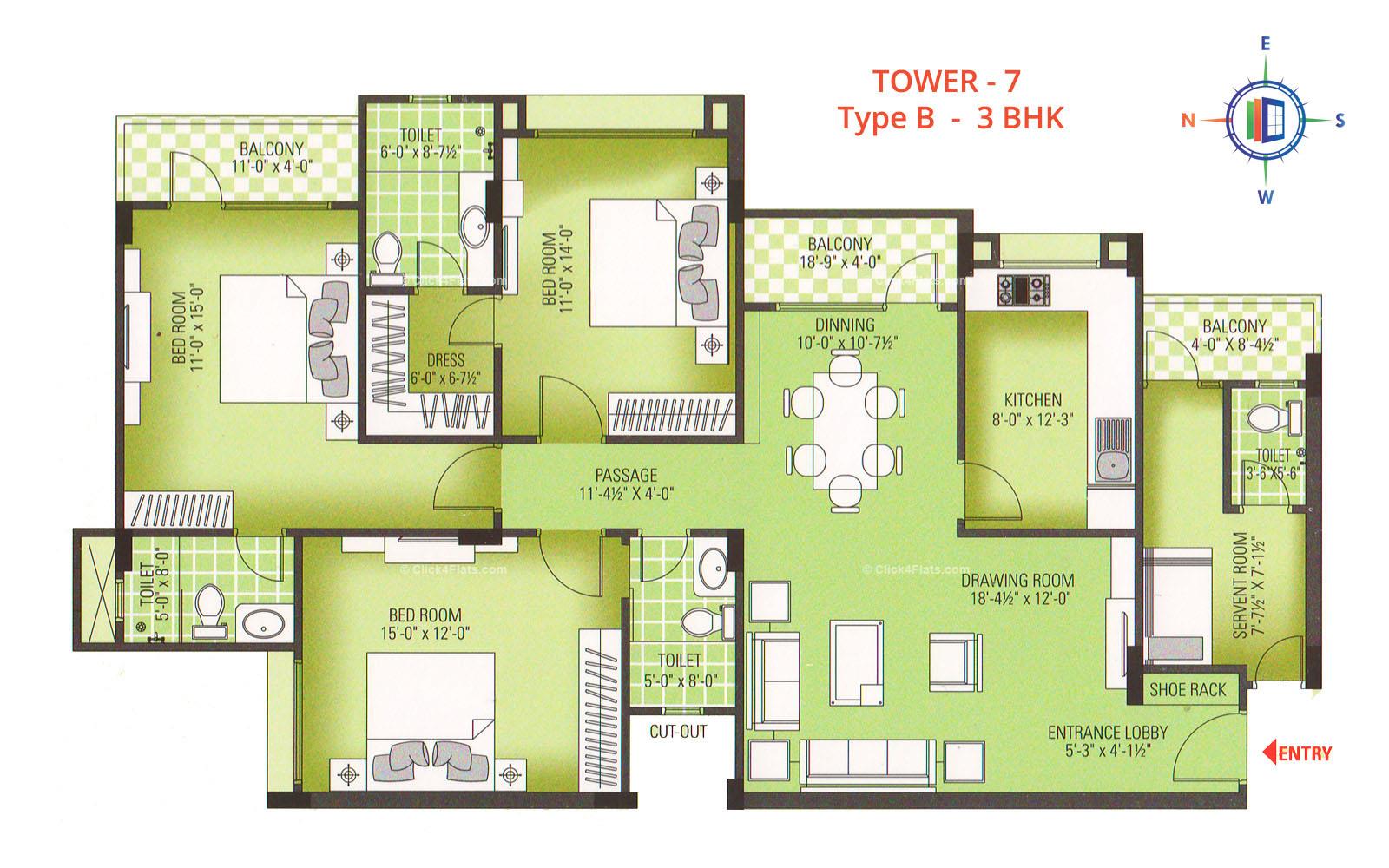 Royal Greens II 3 BHK 