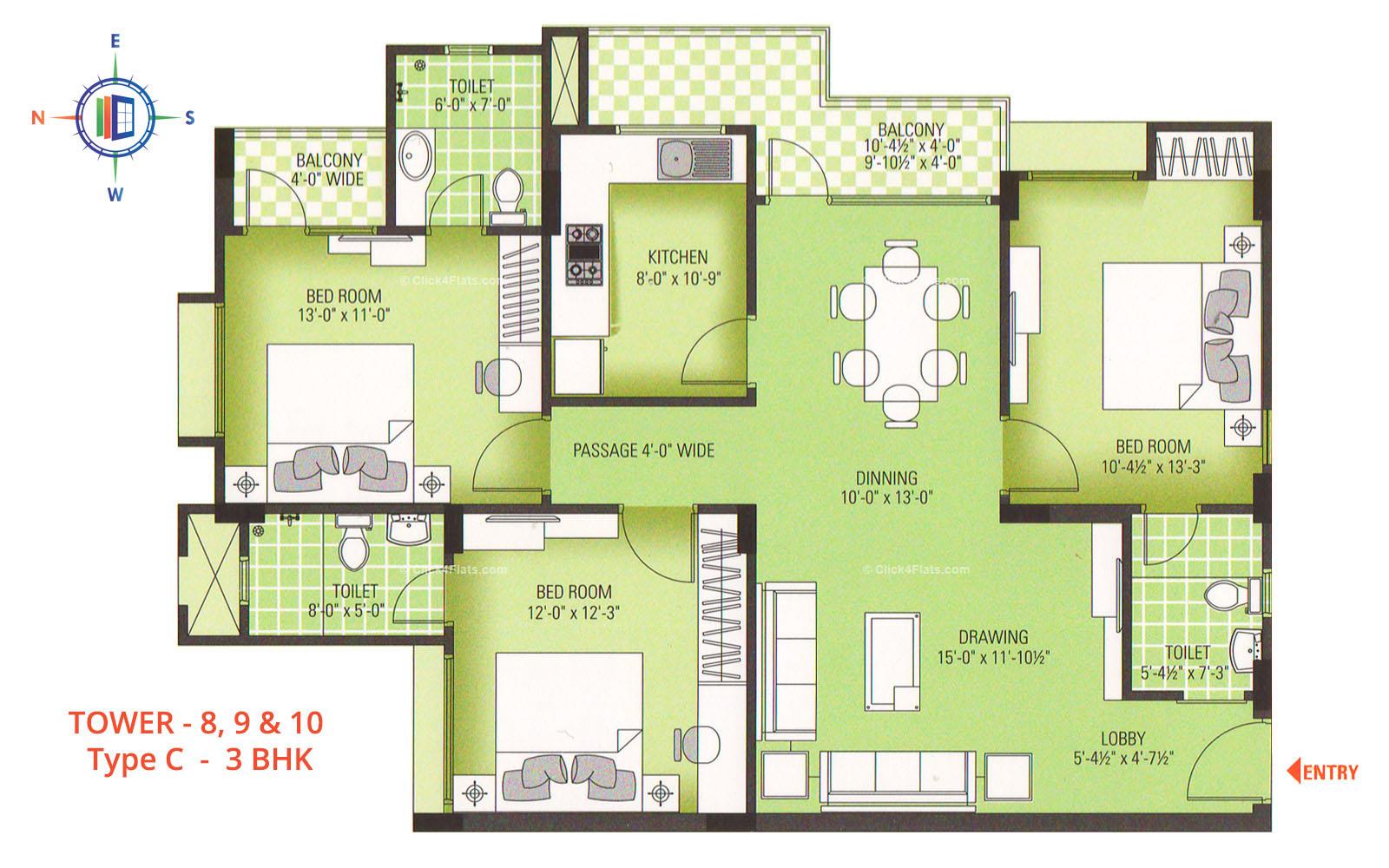 Royal Greens II 3 BHK 