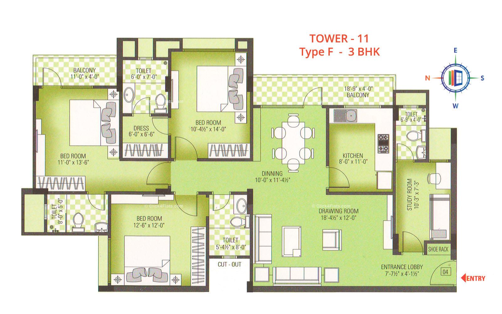 Royal Greens II 3 BHK 