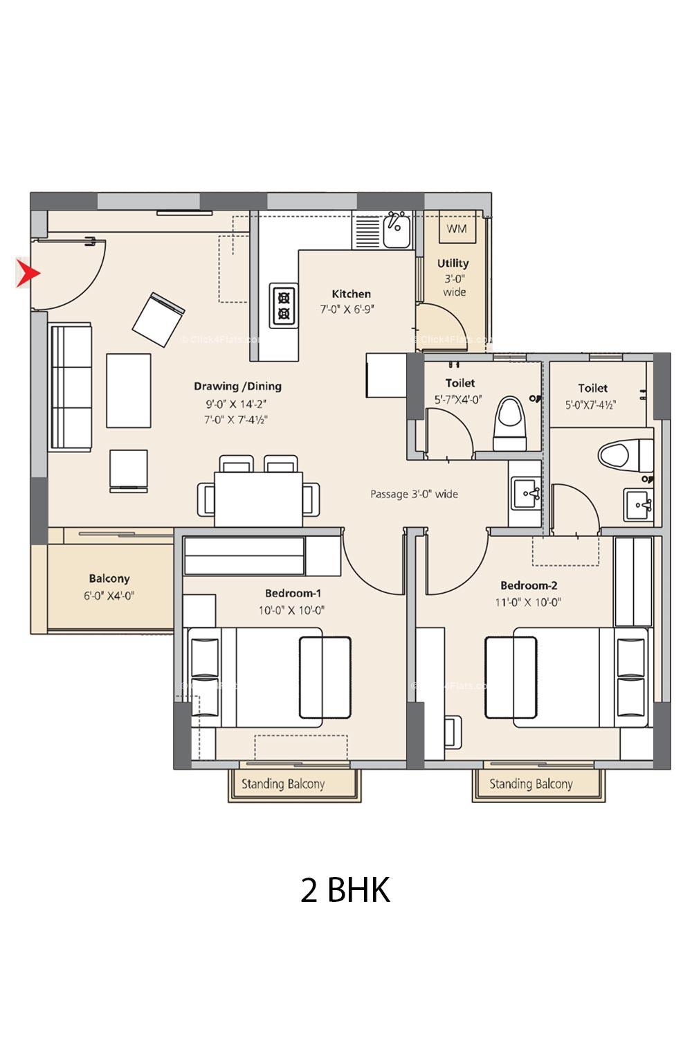 Rainbow Phase II 2 BHK 