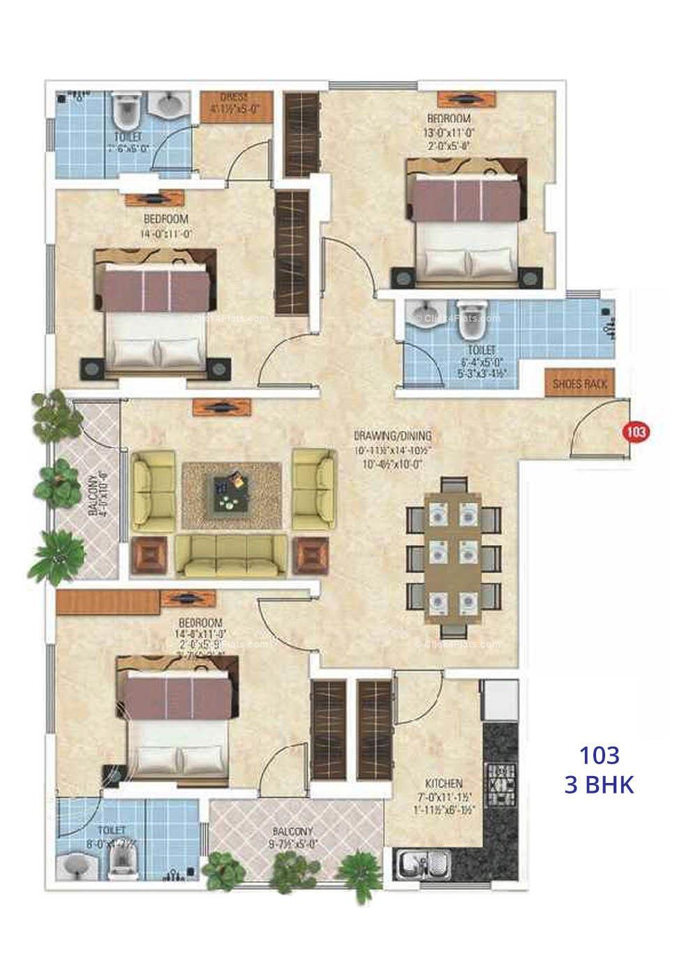 Royal Ornate 3 BHK 