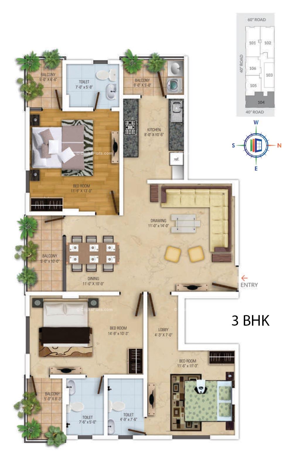 Royal Avenue 3 BHK 