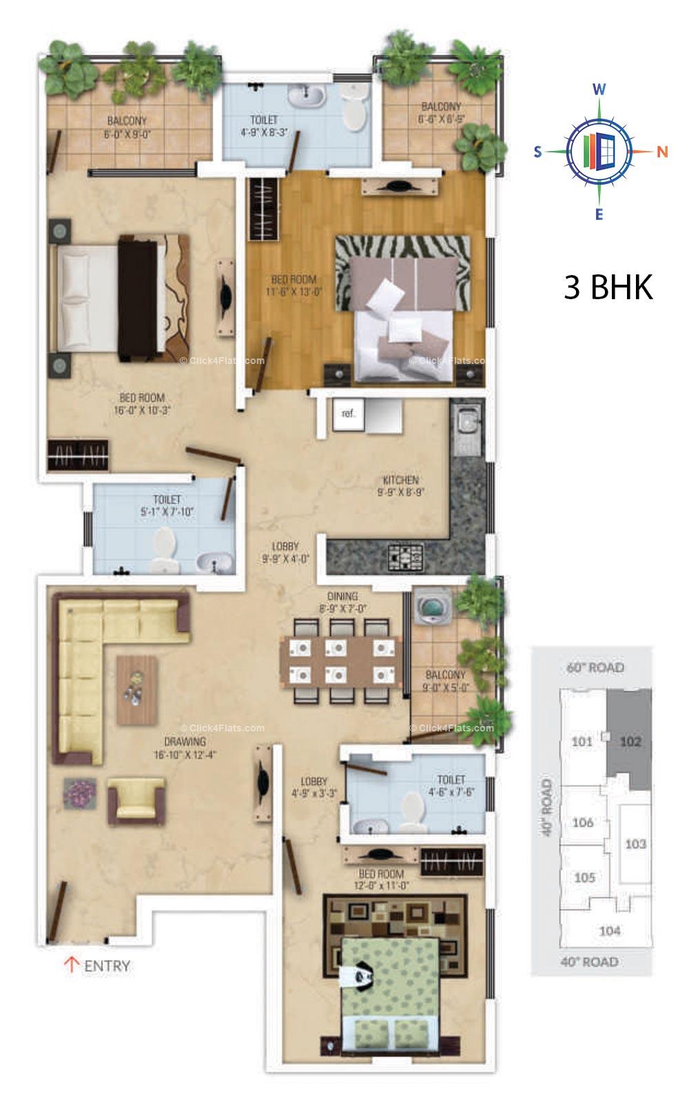 Royal Avenue 3 BHK 