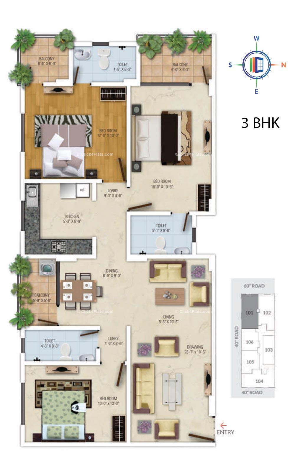 Royal Avenue 3 BHK 