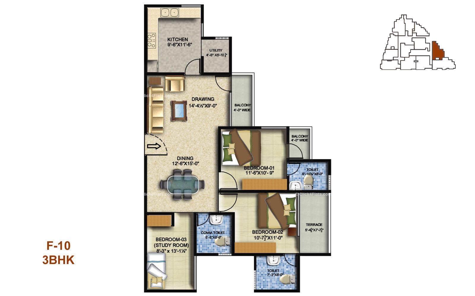 Arihant Sai Residency 3 BHK 