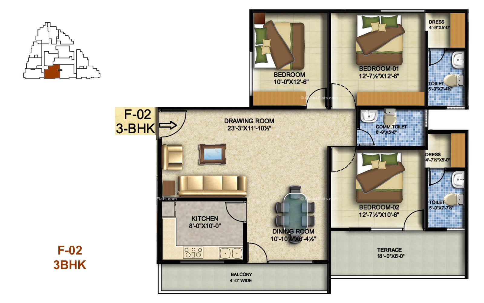 Arihant Sai Residency 3 BHK 