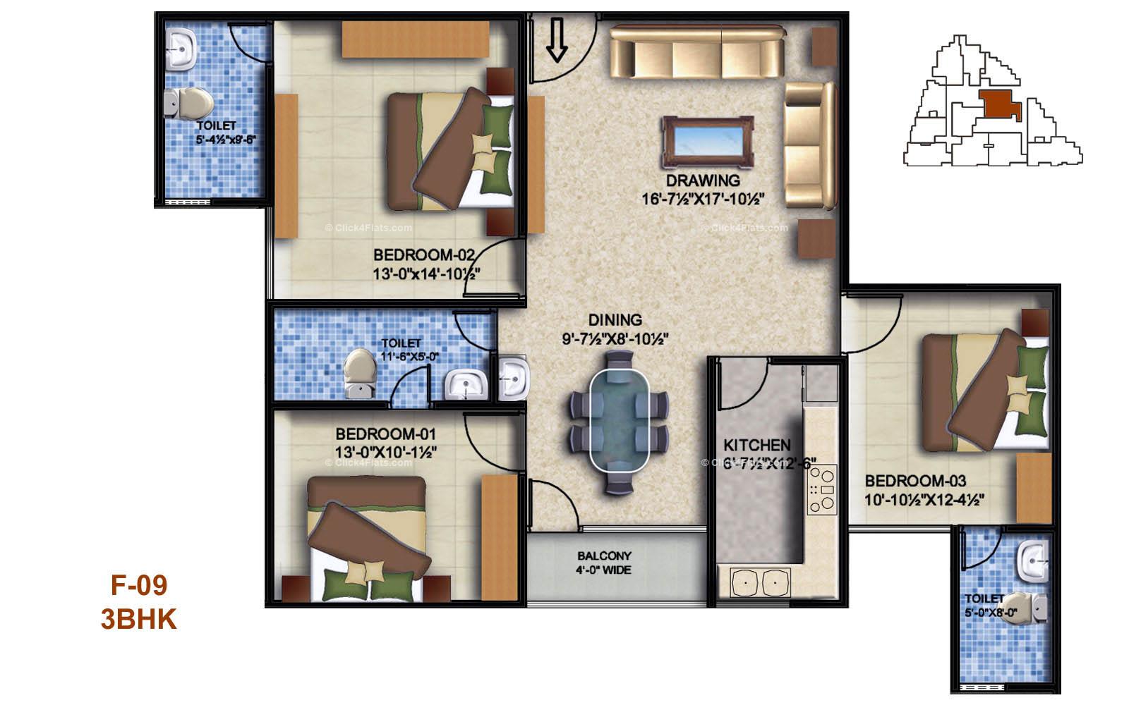 Arihant Sai Residency 3 BHK 