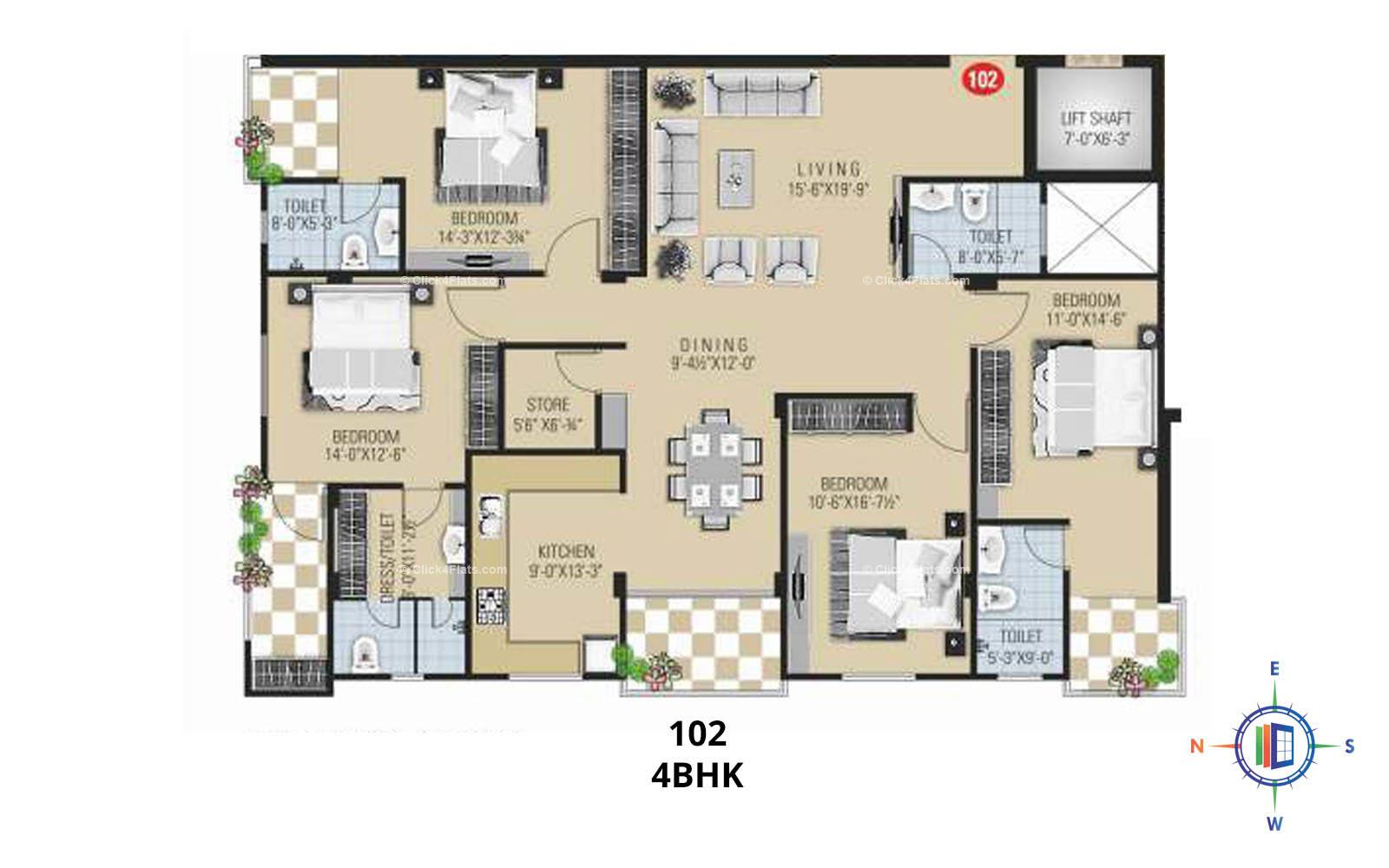 Sapphire Space 4 BHK 