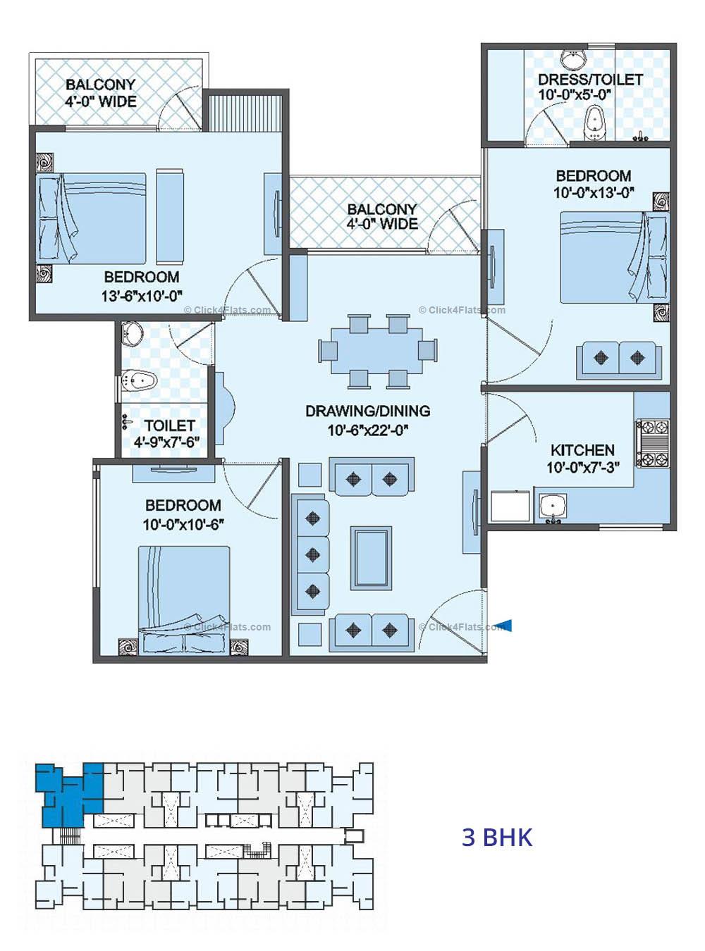 Shankra Residency 3 BHK 