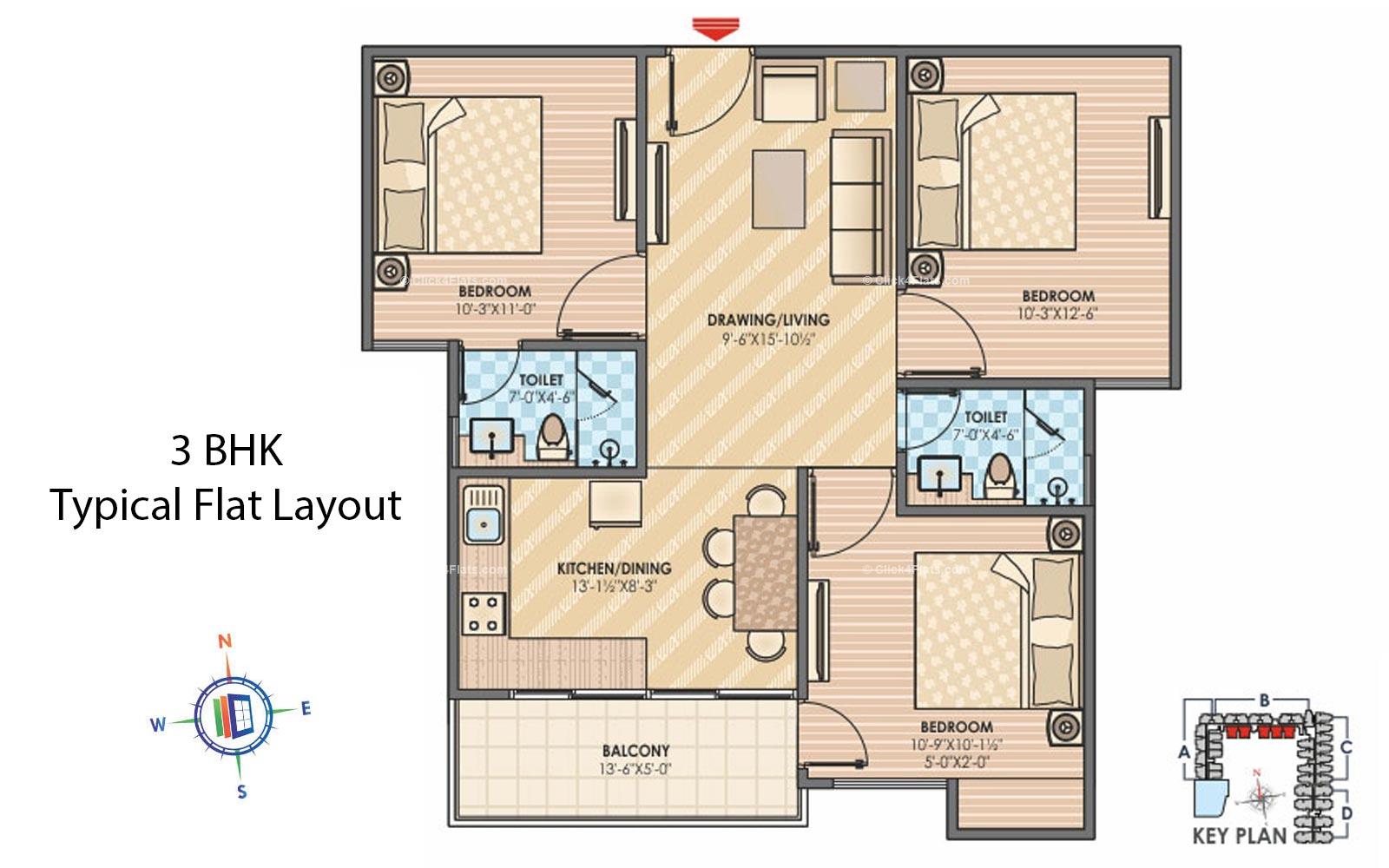 Sky Lounges 3 BHK 