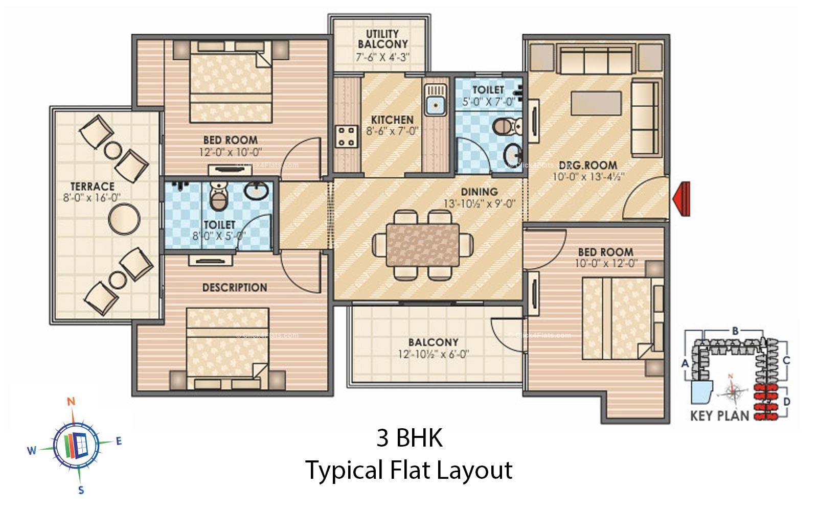 Sky Lounges 3 BHK 